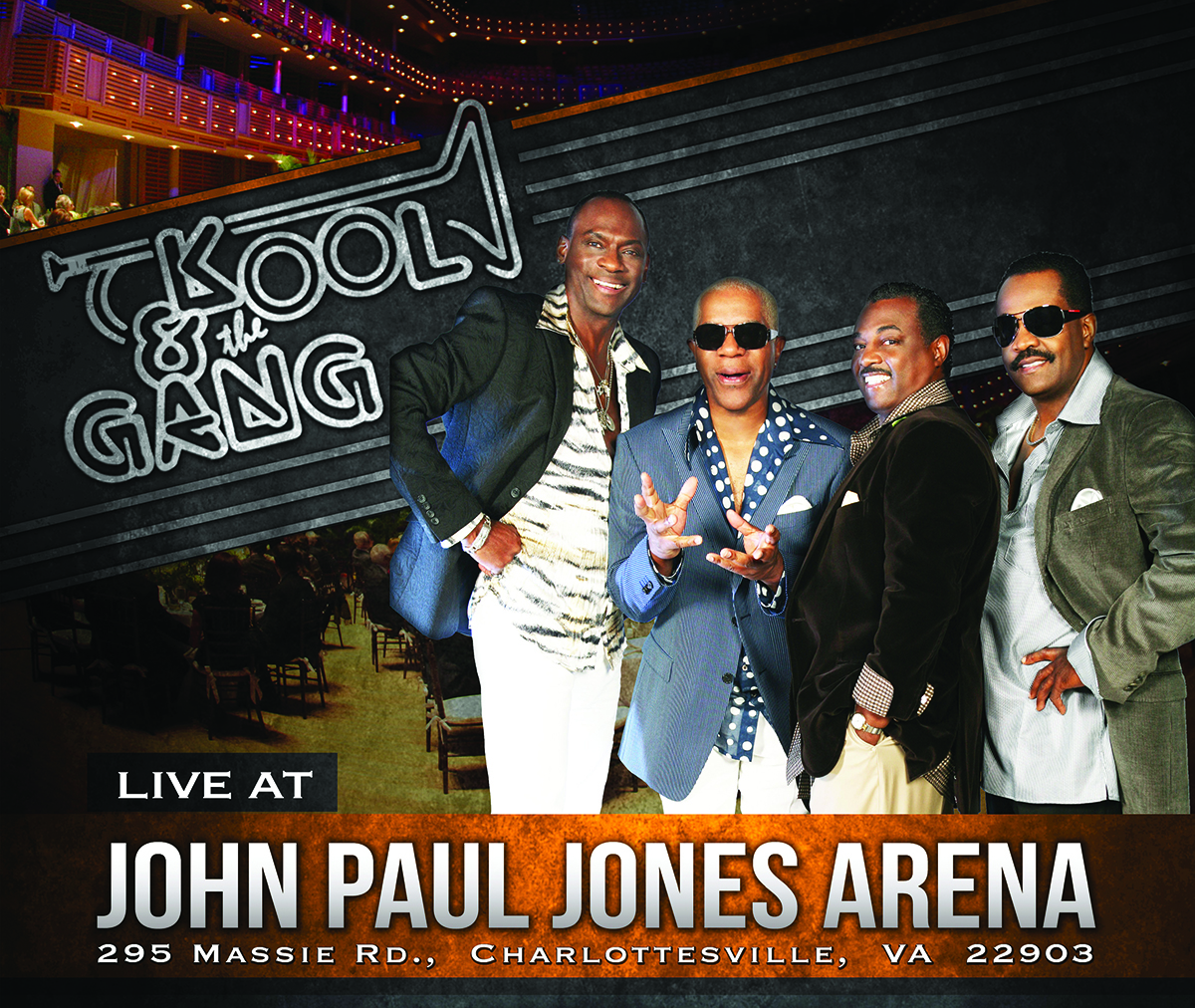 Kool & the Gang group poster that Reads: Live at John Paul Jones Arena
