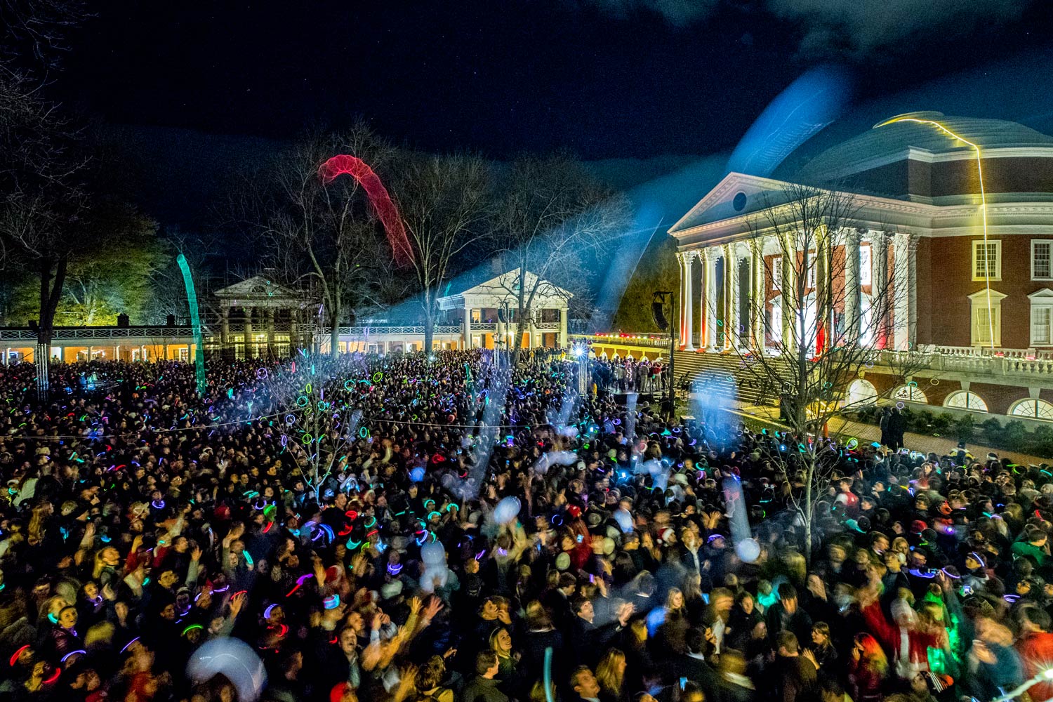 The lawn filled with people and lights at the lighting on the Lawn