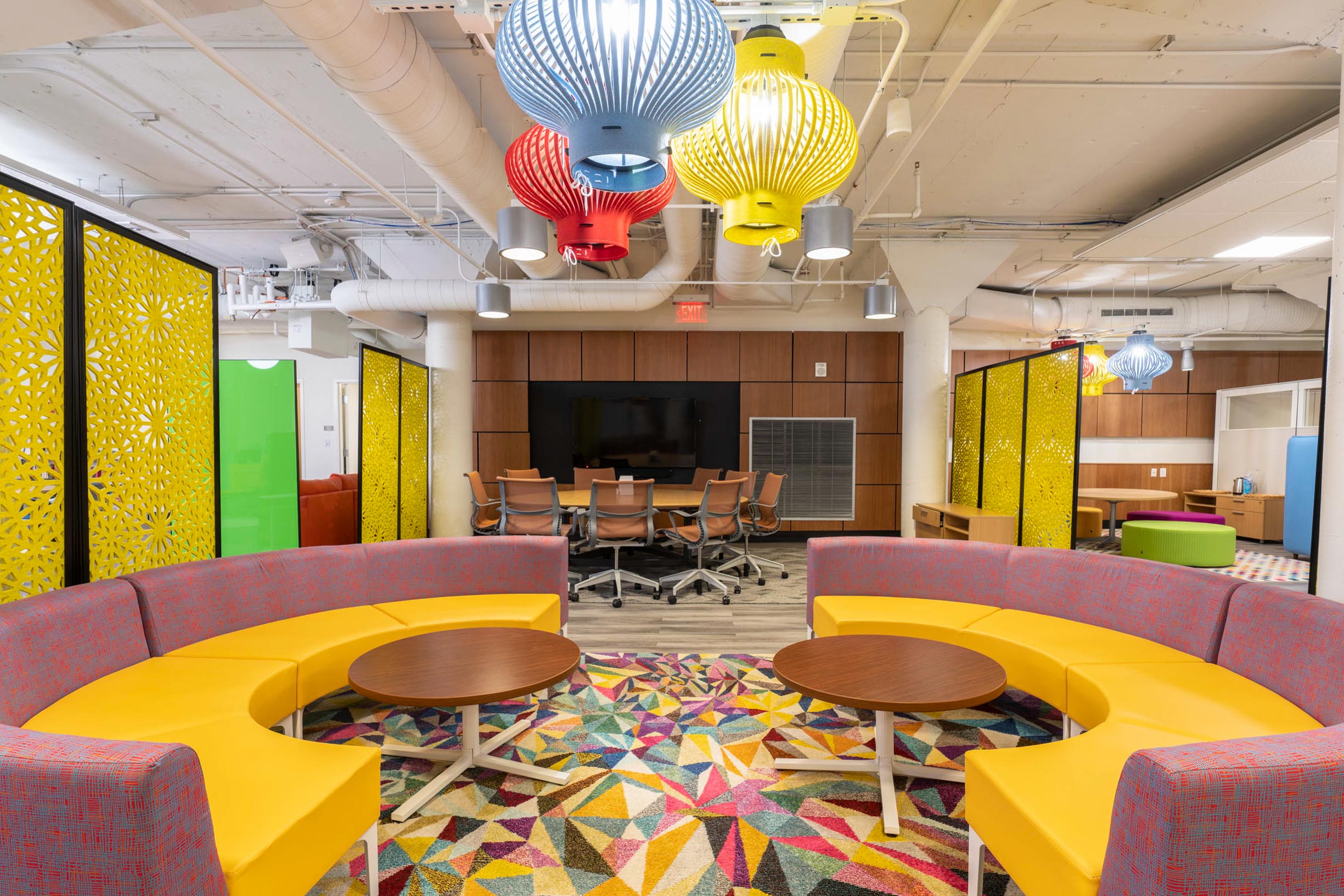 Colorful, comfortable furnishings in the new Multicultural Student Center