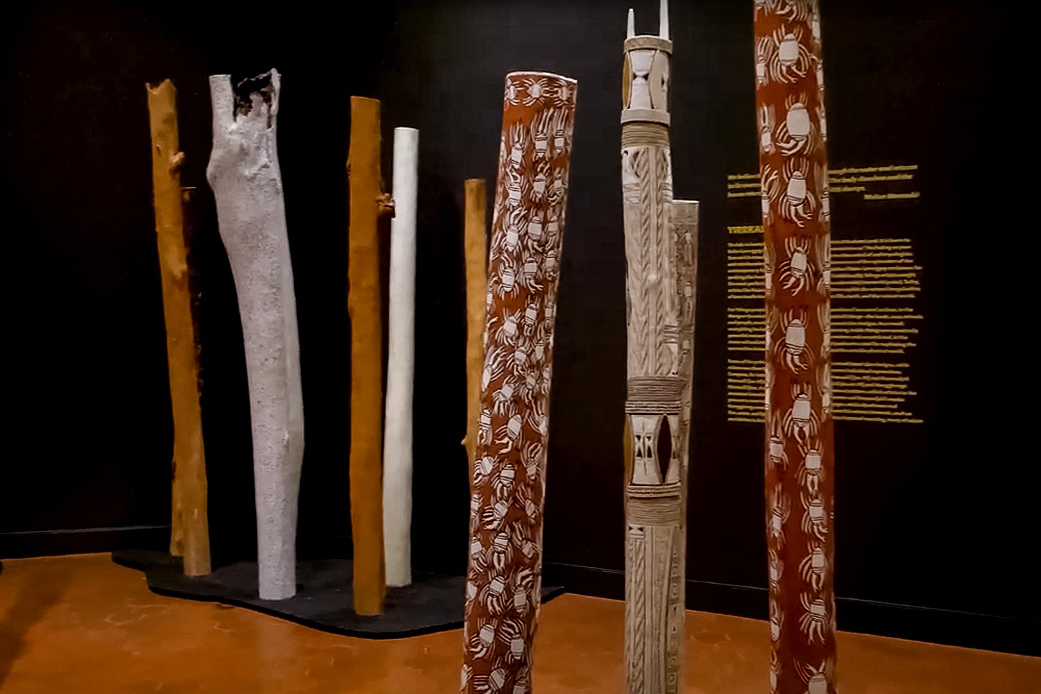 multicolored Aboriginal Australian Memorial Poles