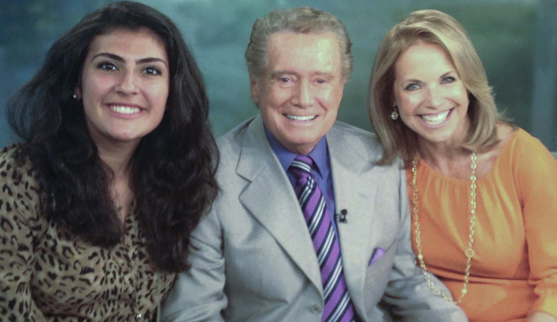 Group photo left to right: Netta Najand, Regis Philbin, and Katie Couric