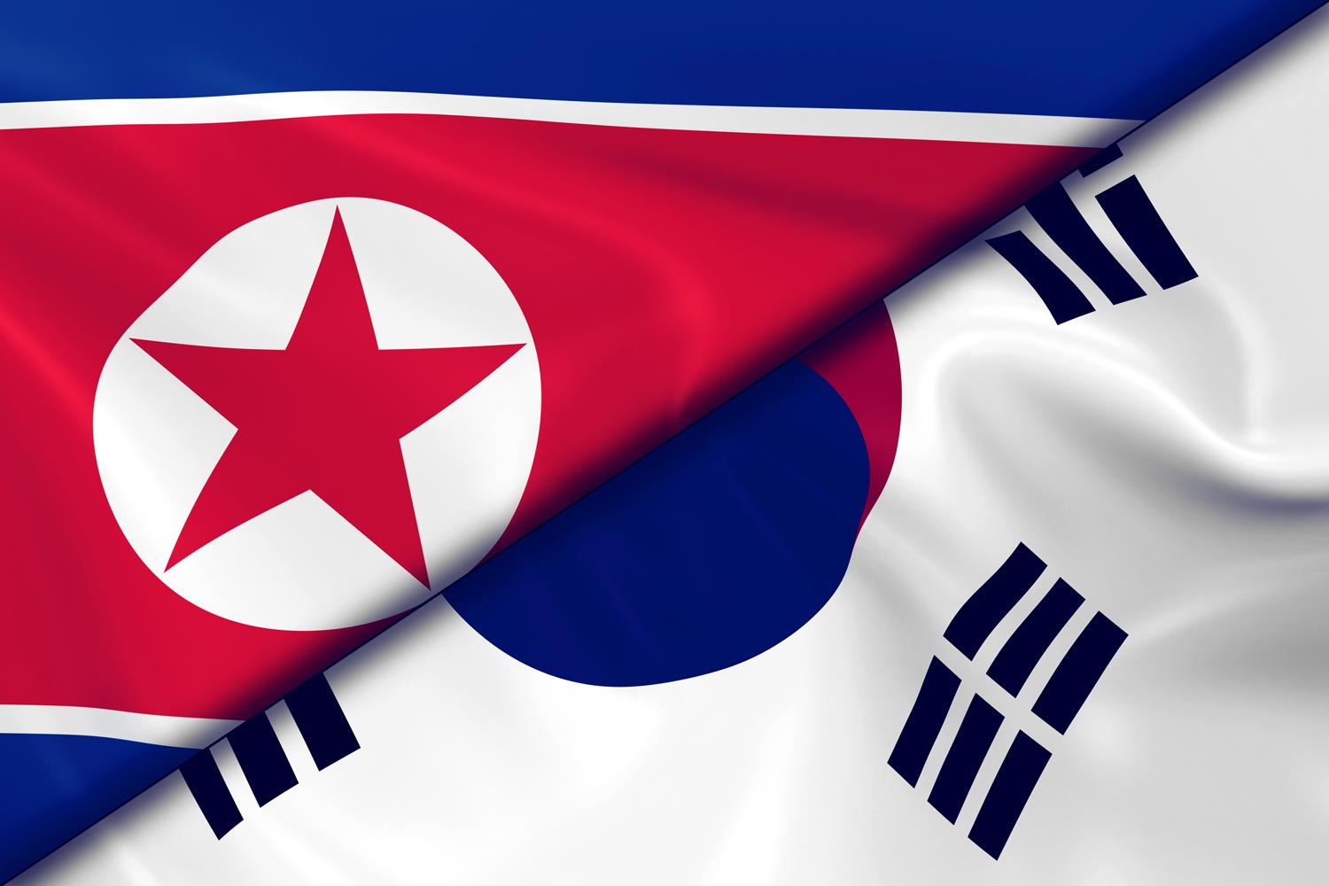 The flags of South Korea and North Korea combined. 