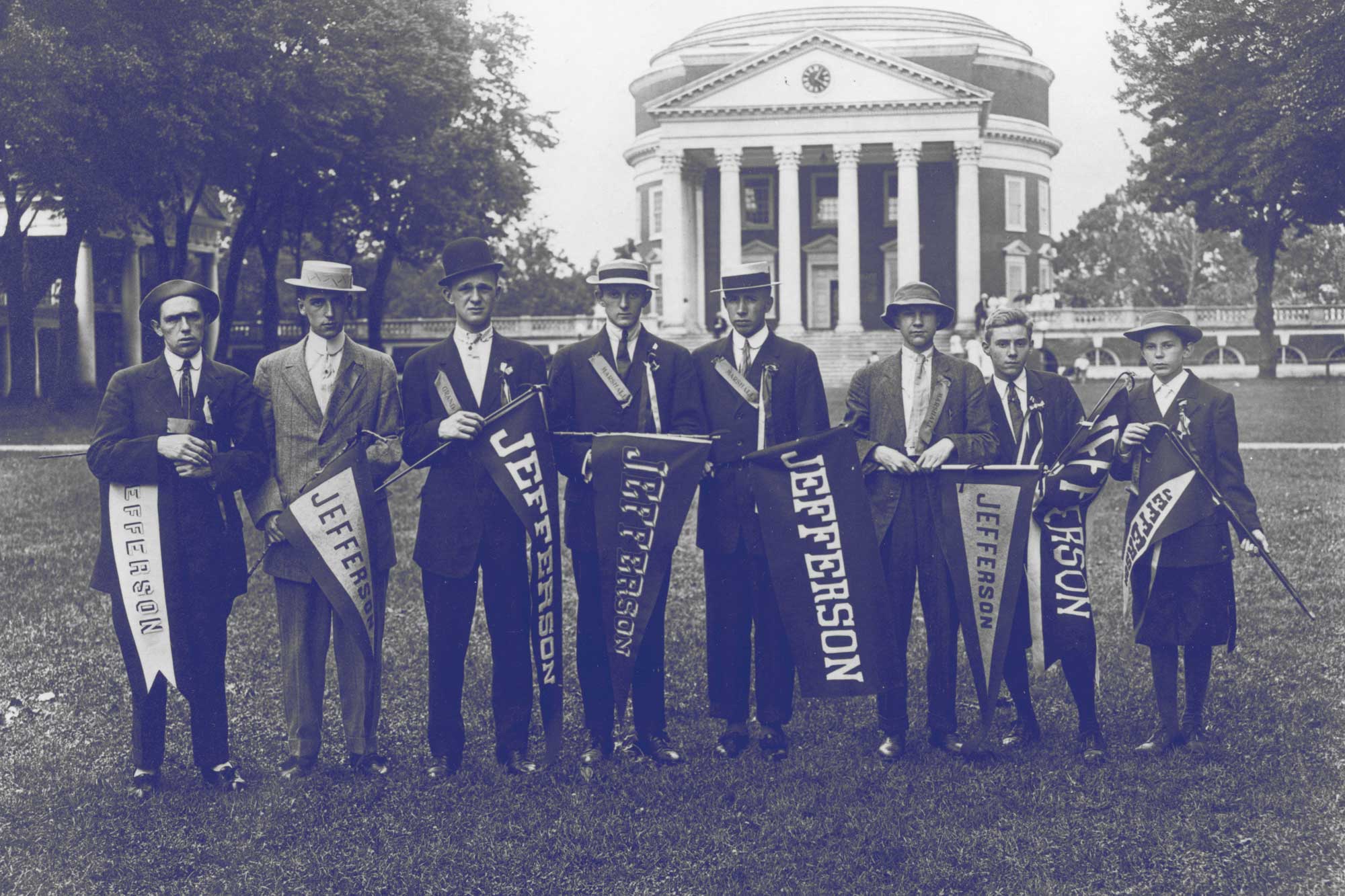 Jefferson Society members on the Lawn, circa 1910. 