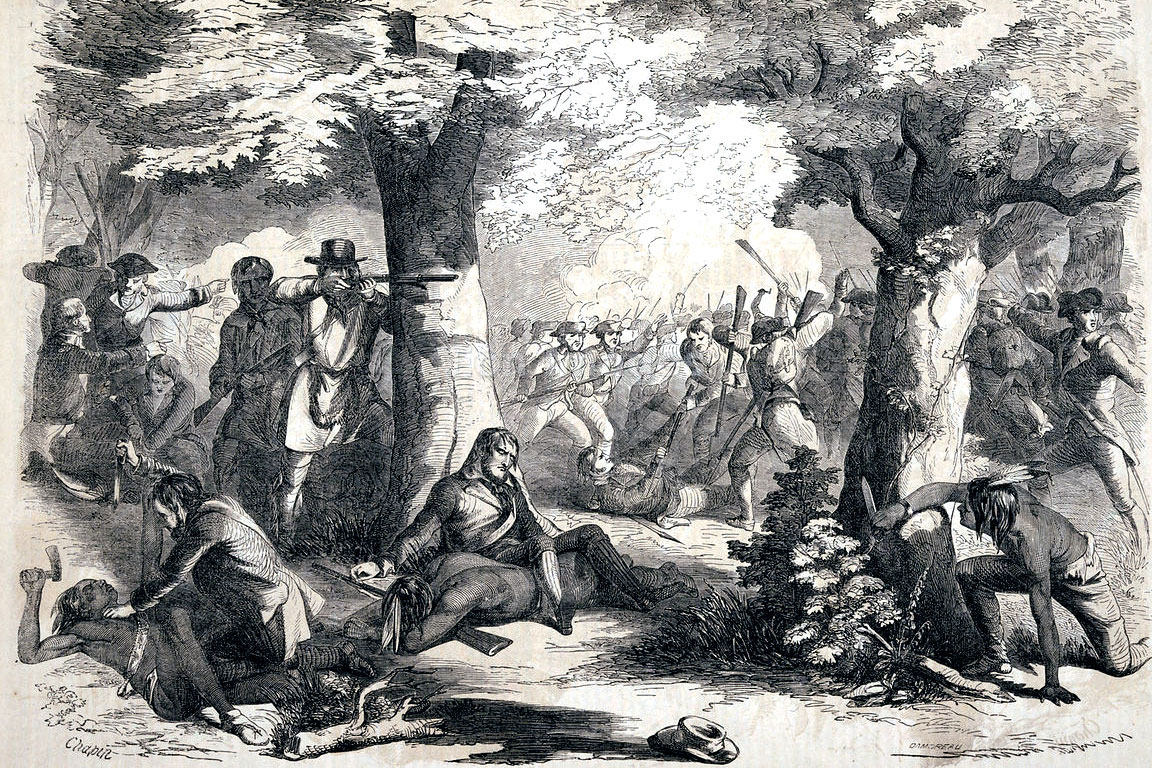 Drawing of people fighting during the Revolutionary war