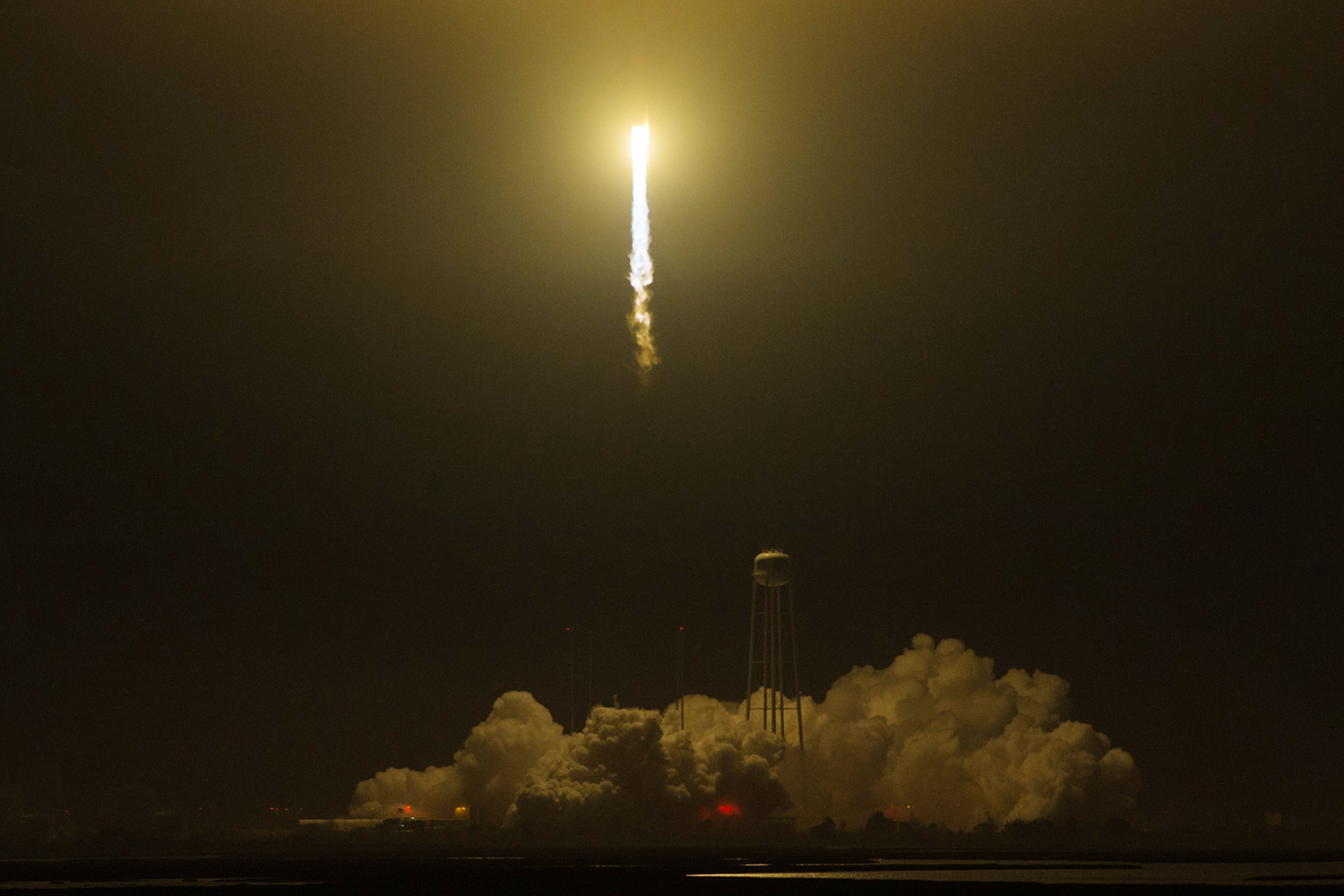 An Orbital ATK Antares rocket launches from NASA’s Wallops Flight Facility in Virginia
