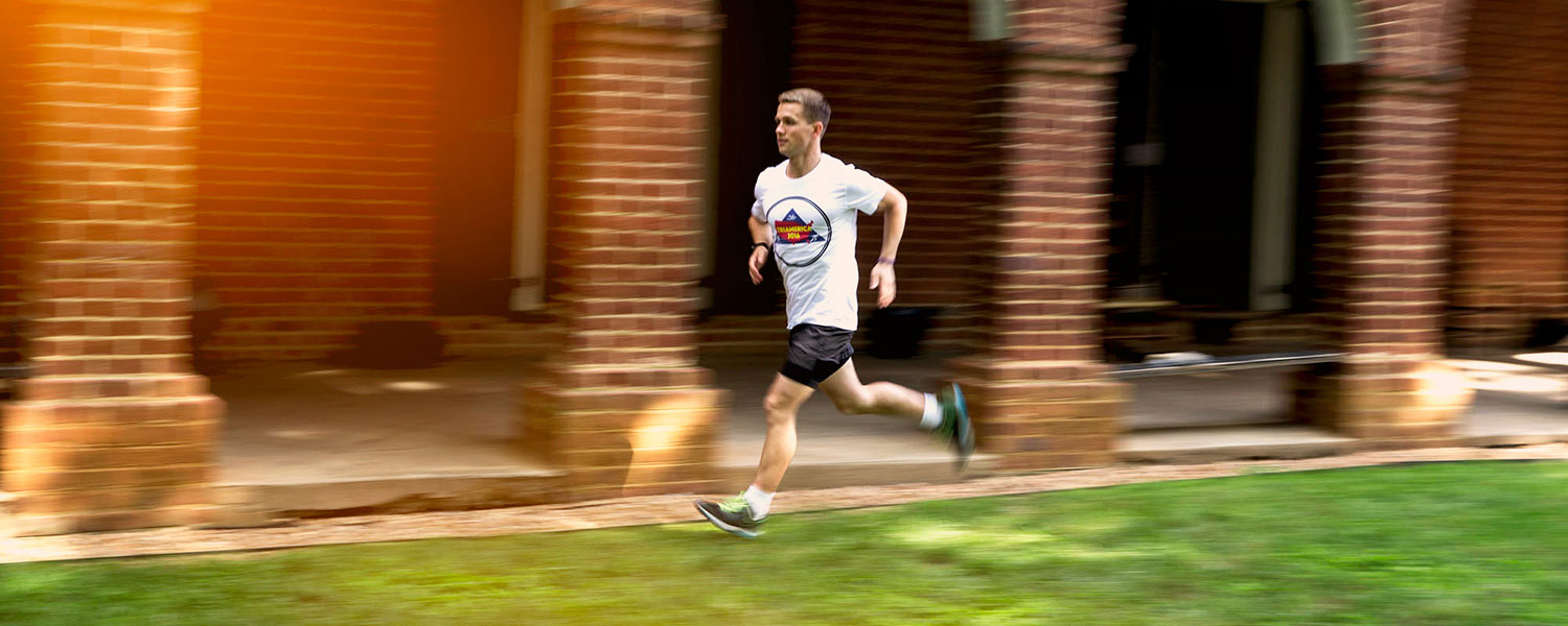 Sam Hitch running on grounds