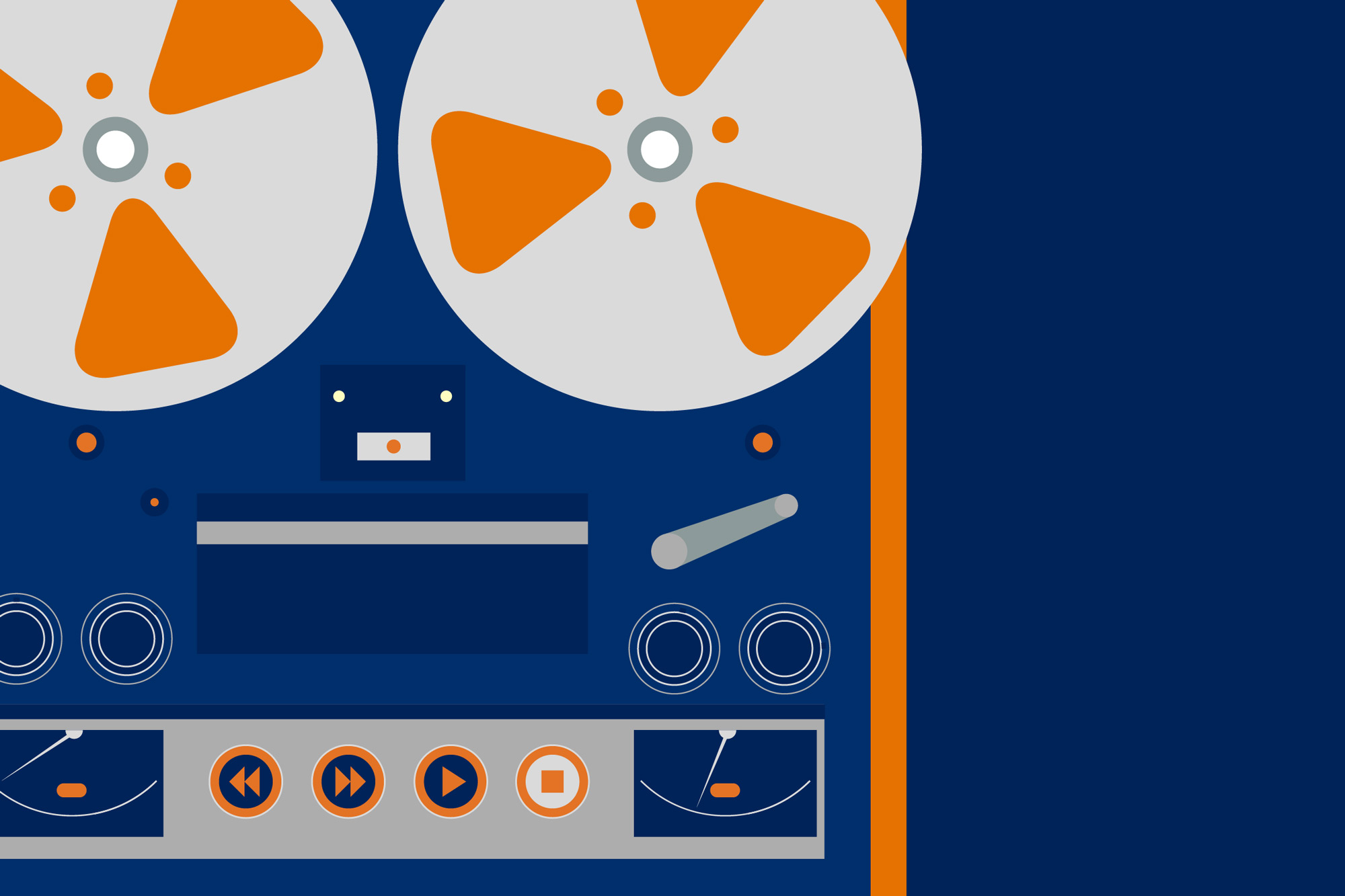 Illustration of an old film tape player