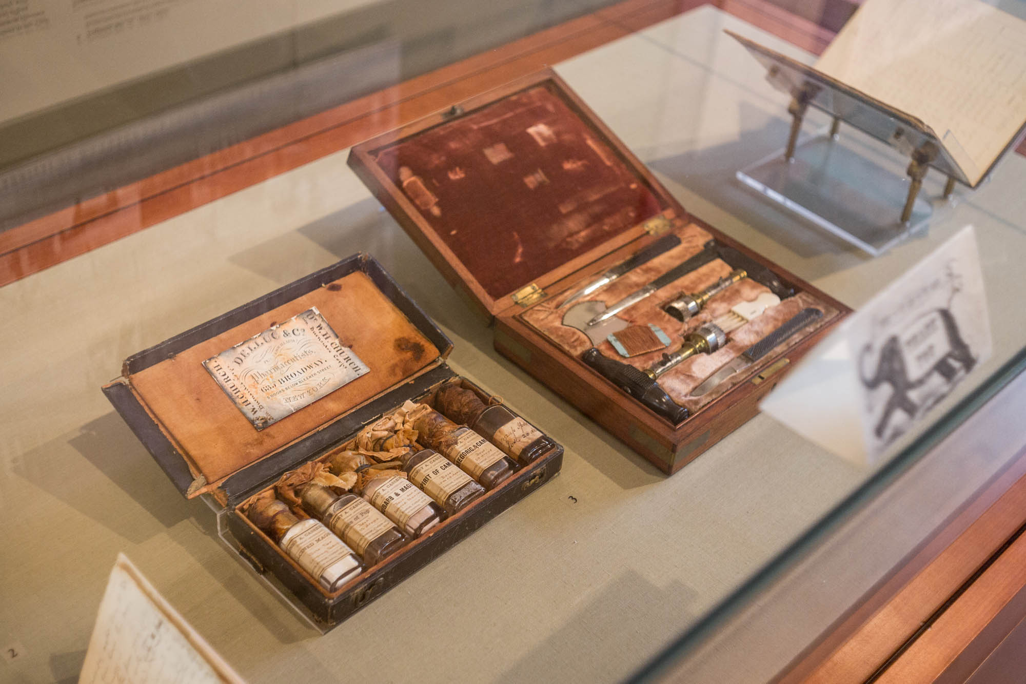 Hold medicine and medical equipment in a glass case