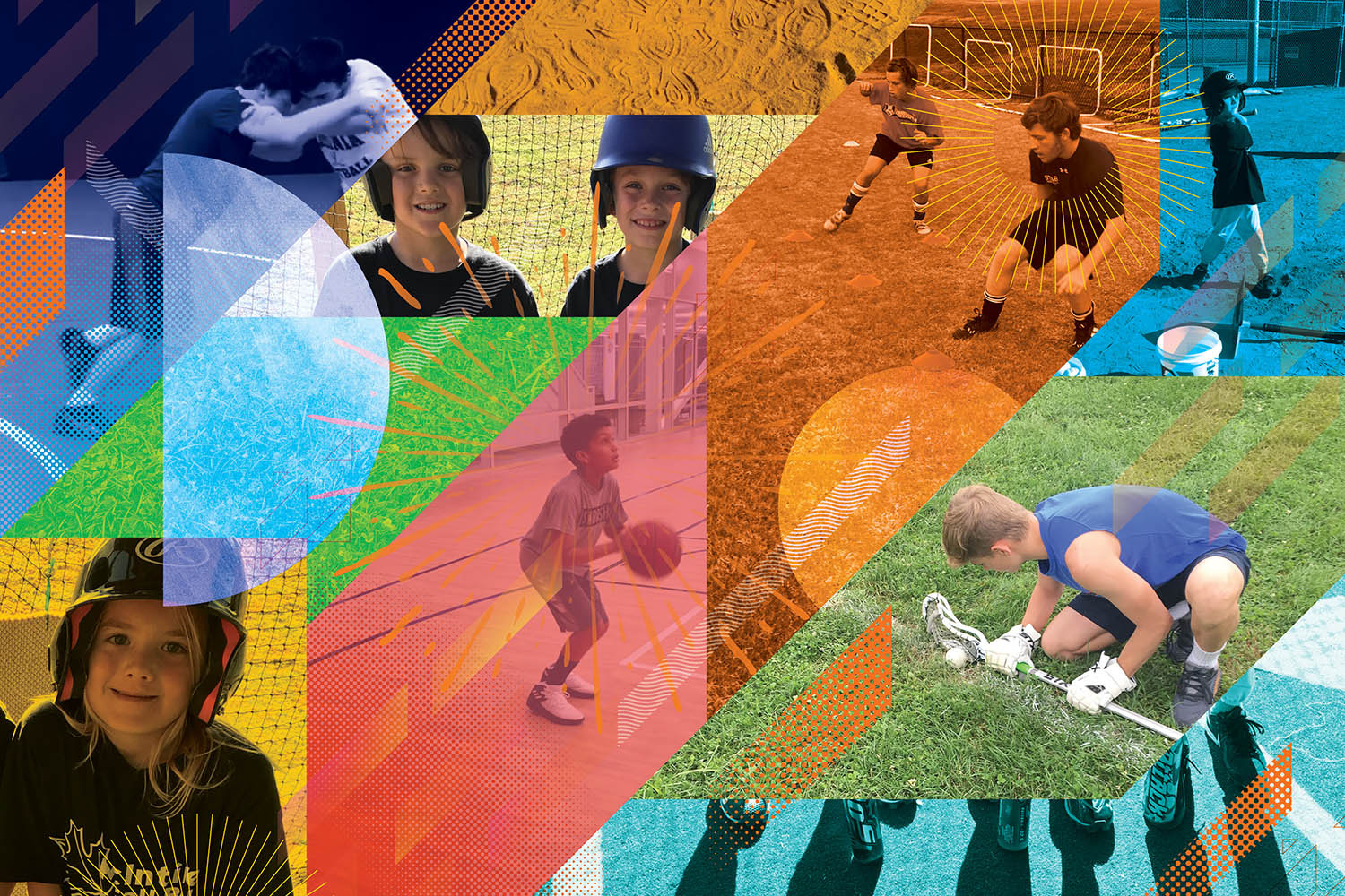 Collage of children playing sports