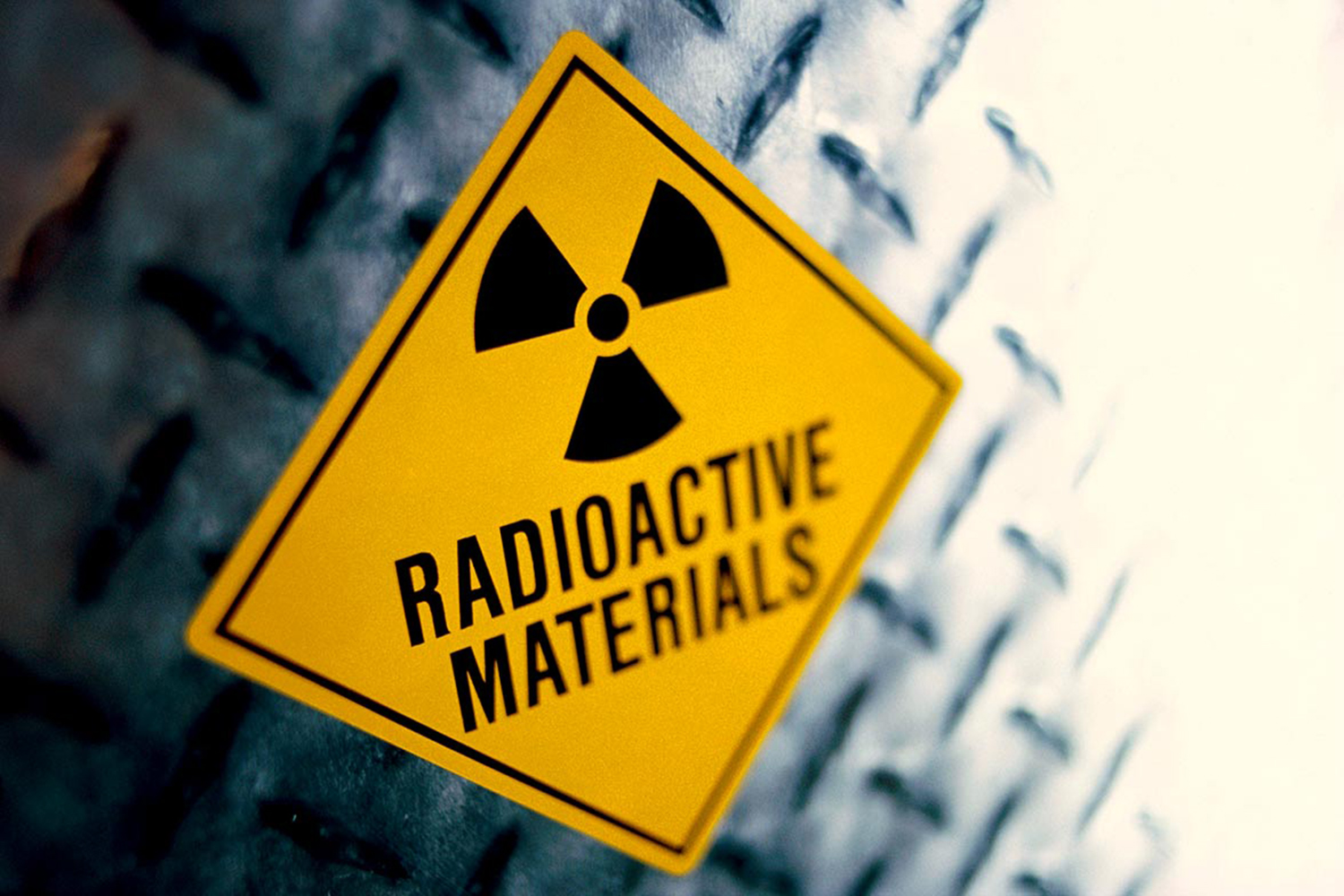 yellow hazard sign reads: Radioactive materials