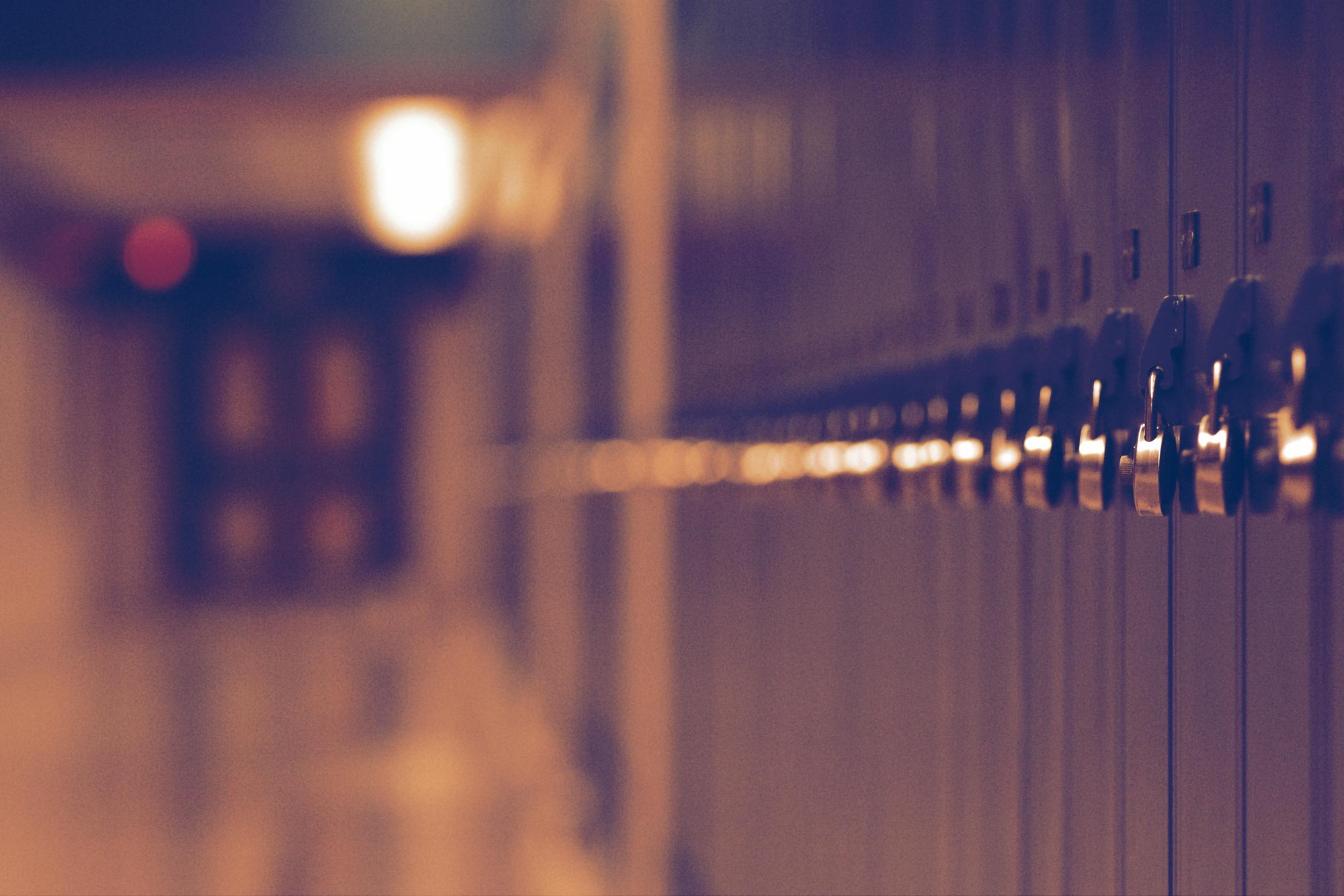 Lockers locked in a school hallway