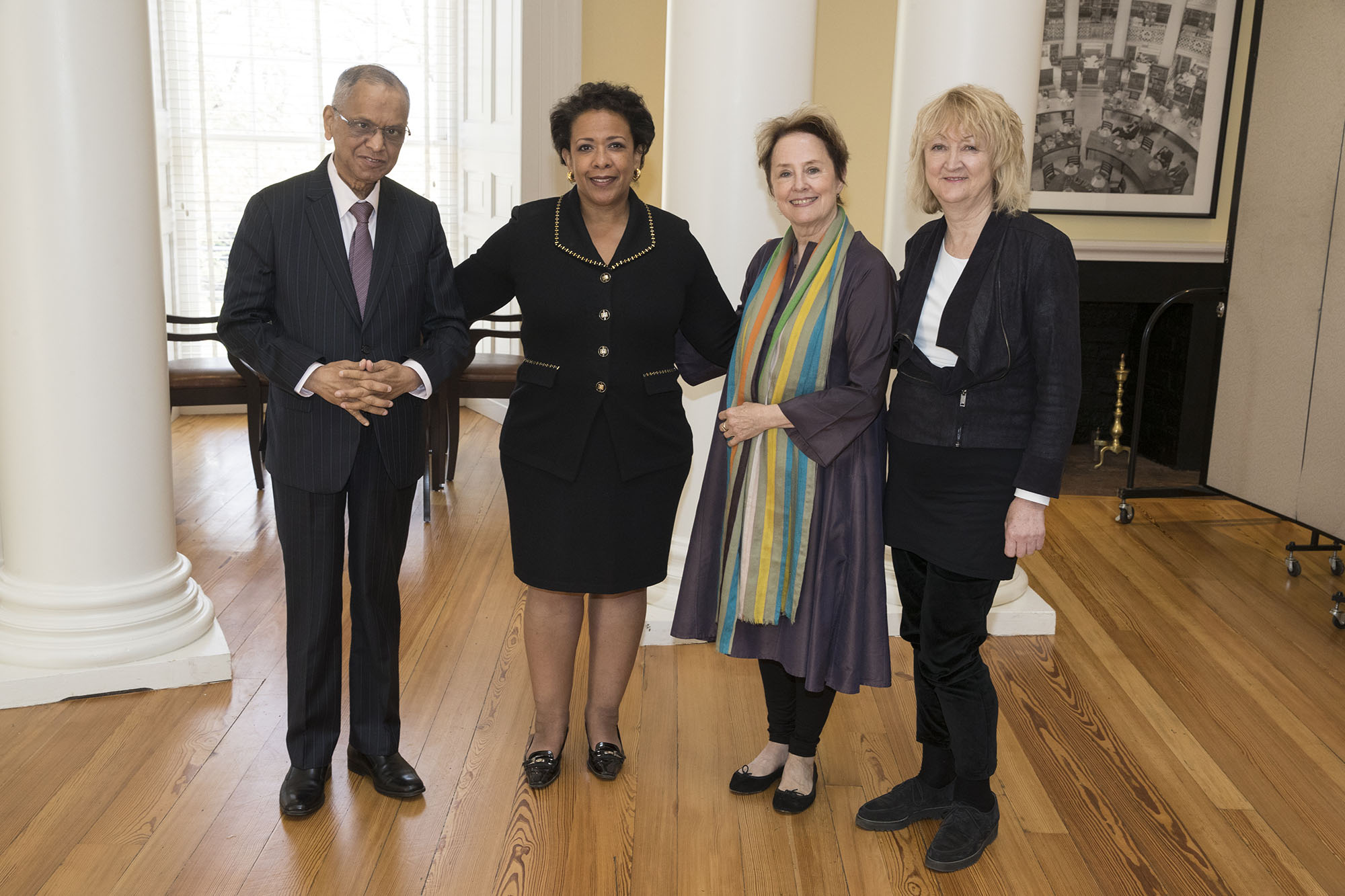 group photo Left to right: N.R. Narayana Murthy, Loretta Lynch, Alice Waters and Yvonne Farrell. Not pictured: Shelley McNamara