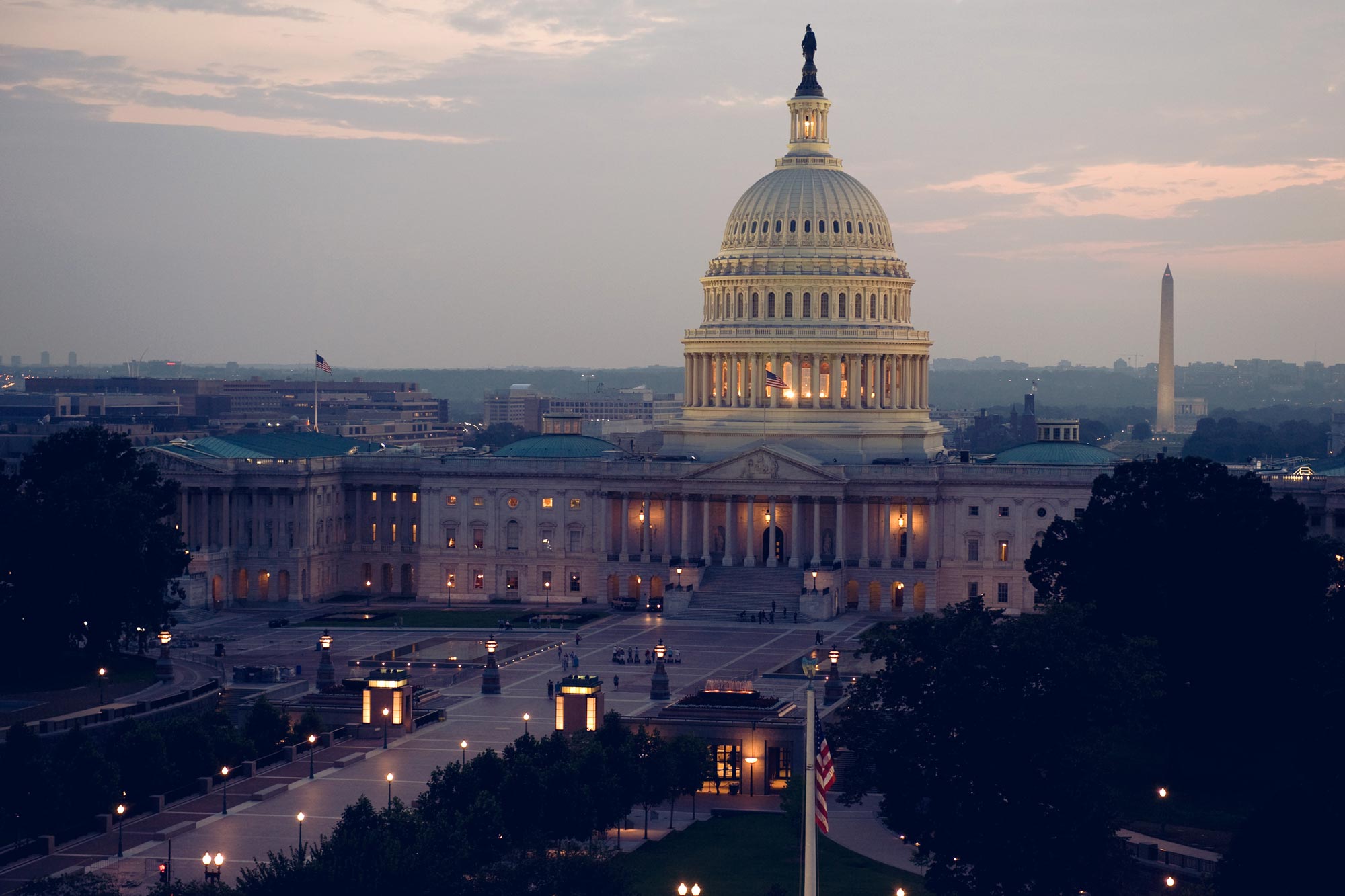 US Capitol Building at dusk