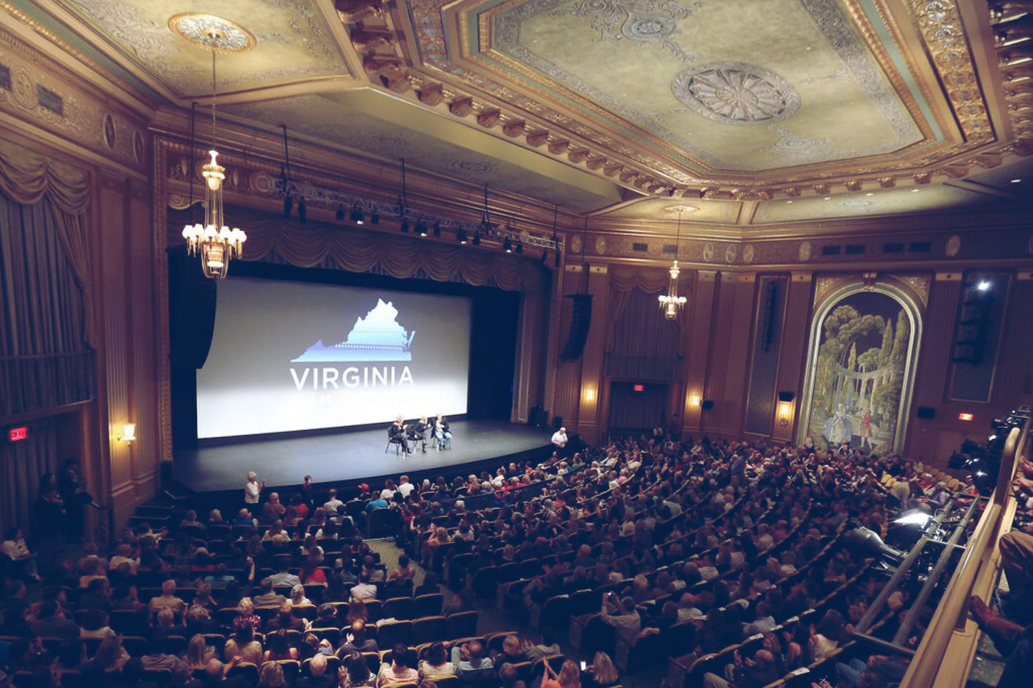 People on stage during the Virginia Film festival talking to audience