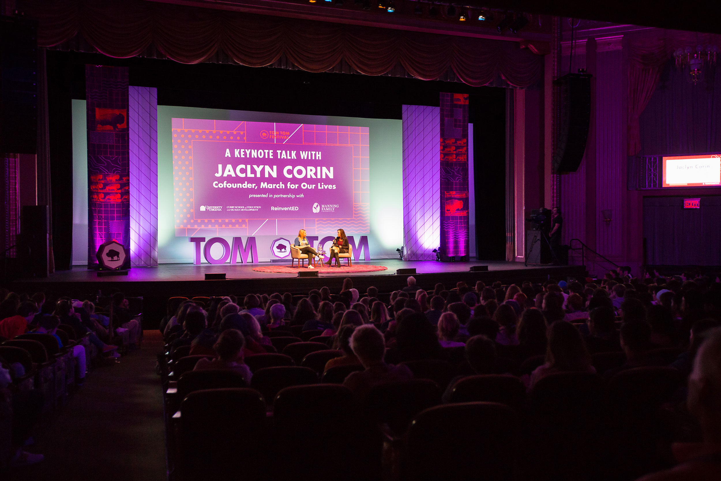 Jacklyn Corin,  and Catherine Bradshaw sit on stage talking
