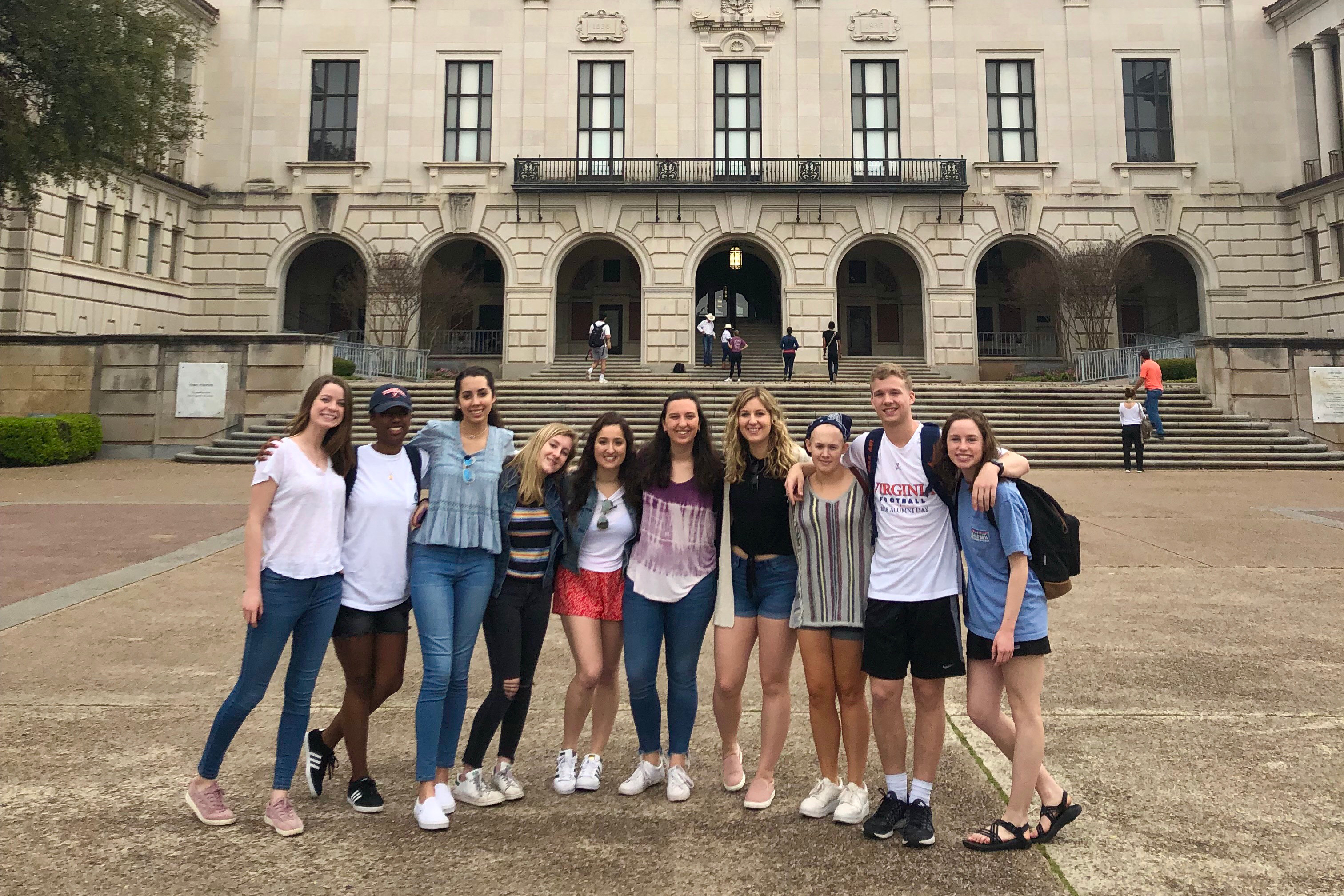 Group photo in front of a building