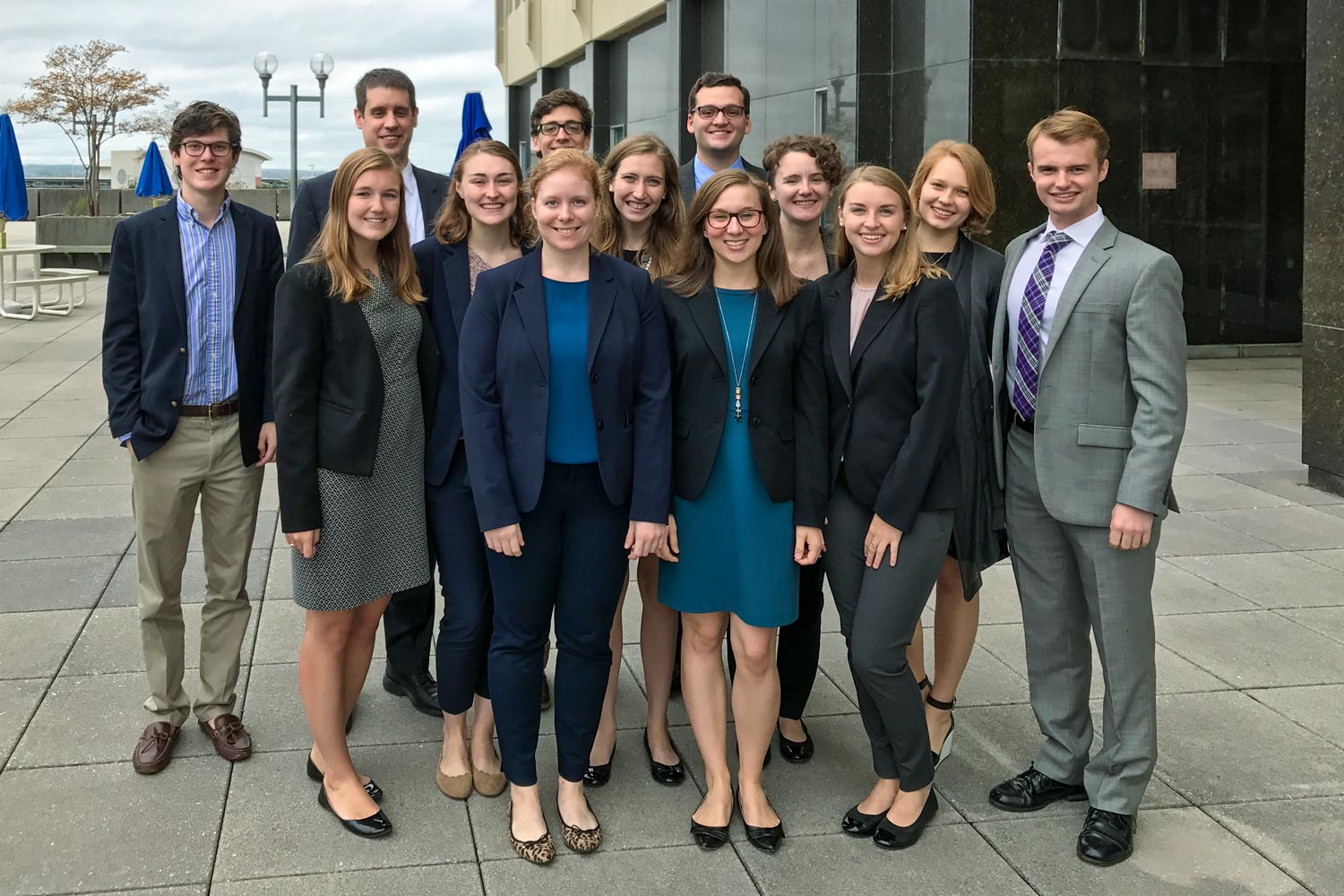 The Batten students stand together for a picture in Richmond