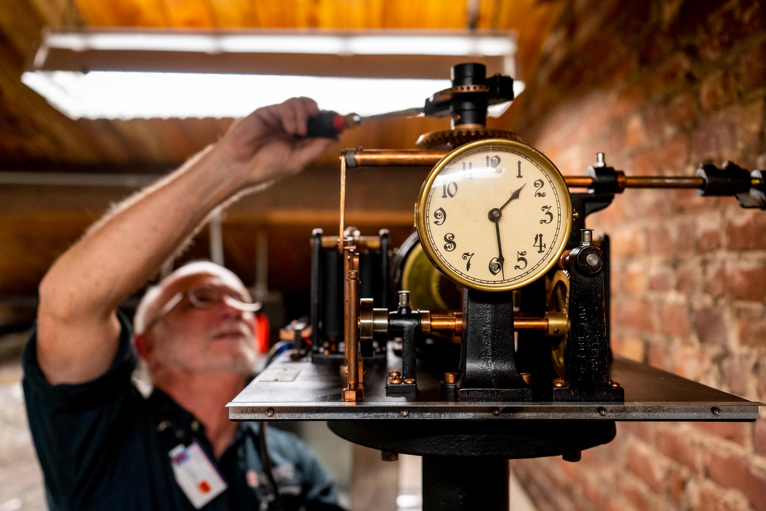 Man working on a clock