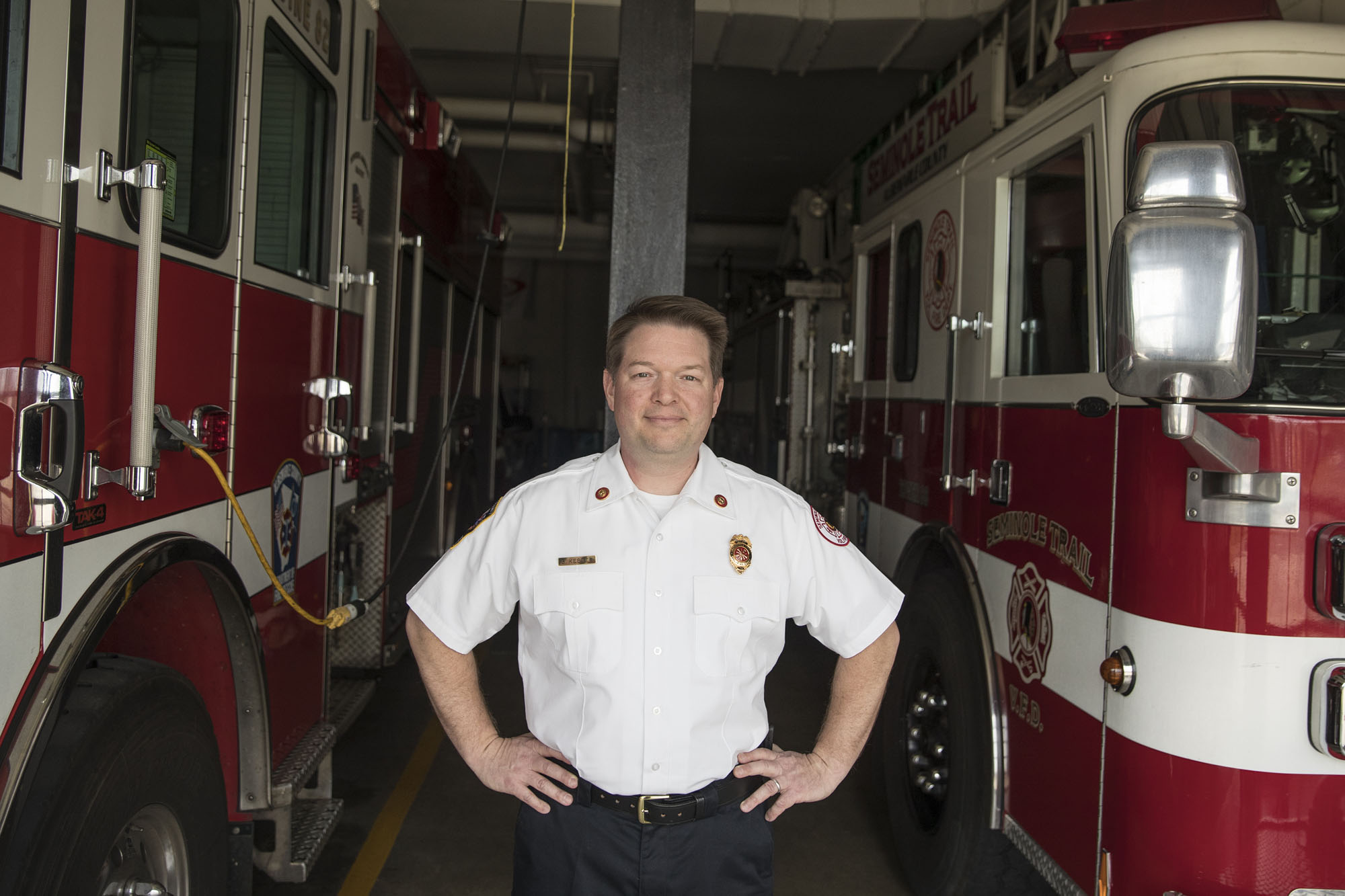 Brian Kester is the Seminole Trail Volunteer Fire Department chief and a 1996 graduate of the McIntire School of Commerce. 