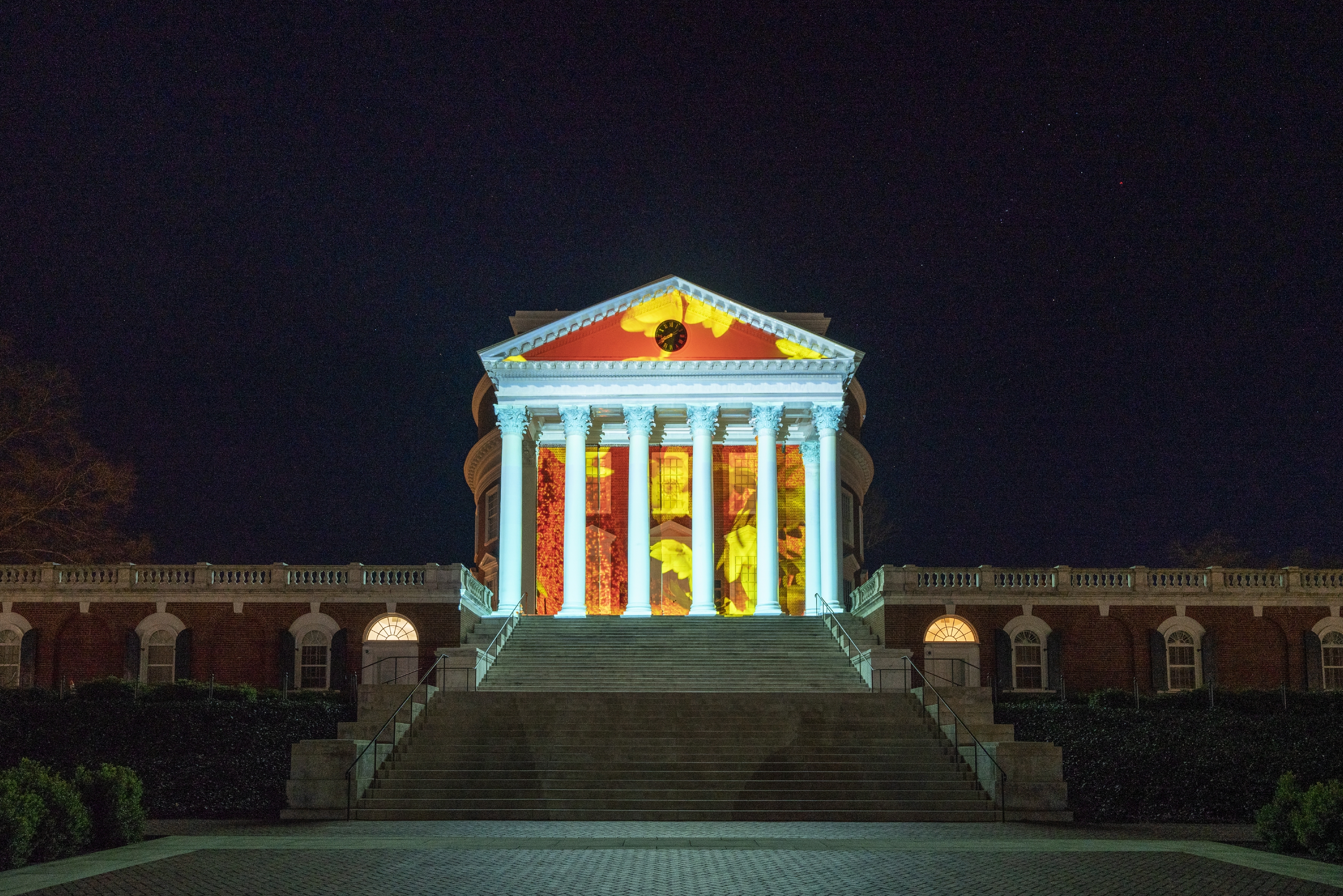 Light show on the Rotunda at night