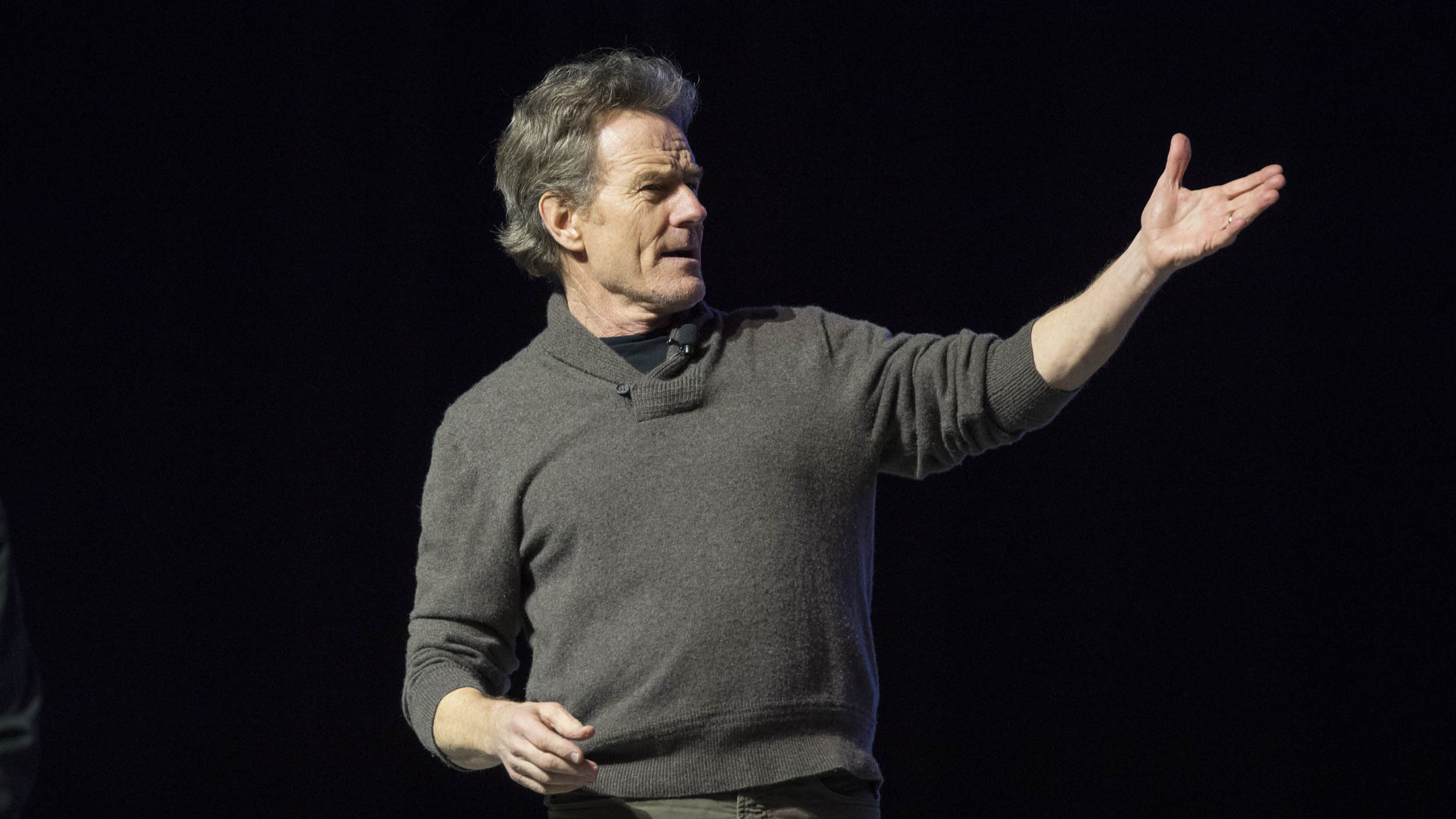  Cranston drew an appreciative crowd to John Paul Jones Arena, where he spoke about everything from his troubled childhood to how he almost missed his signature “Breaking Bad” role. (Photo by Sanjay Suchak, University Communications)