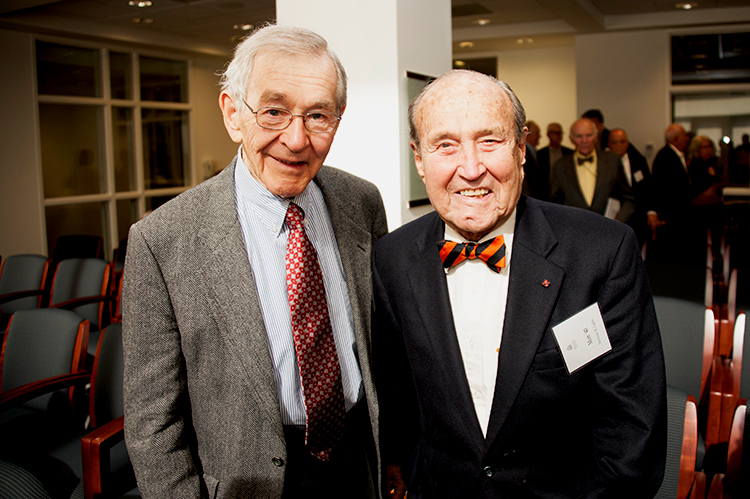 Mortimer Caplin, right, with his law firm co-founder, Doug Drysdale, in 2014.