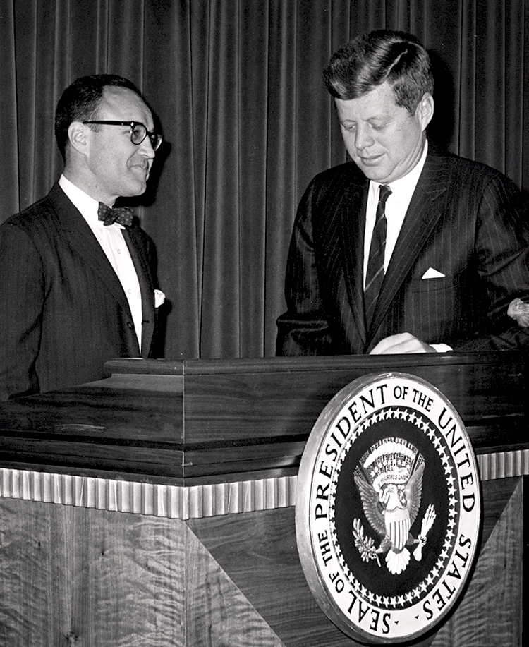 Mortimer Caplin with President John F. Kennedy, under whom he served as commissioner of the IRS.