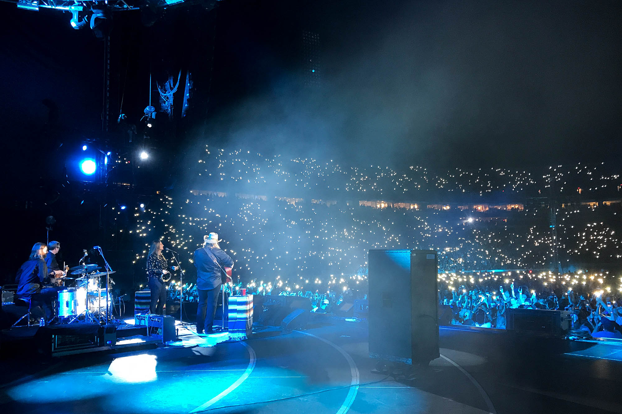 Chris Stapleton sings to a large stadium crowd