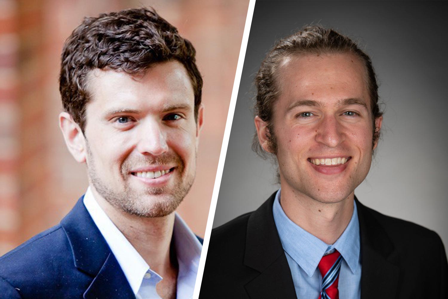 Professor Andres Clarens, left, and Ph.D. student Jeffrey Bennett are among those leading the interdisciplinary team that recently published its research in the journal Nature Energy. (Contributed photos)