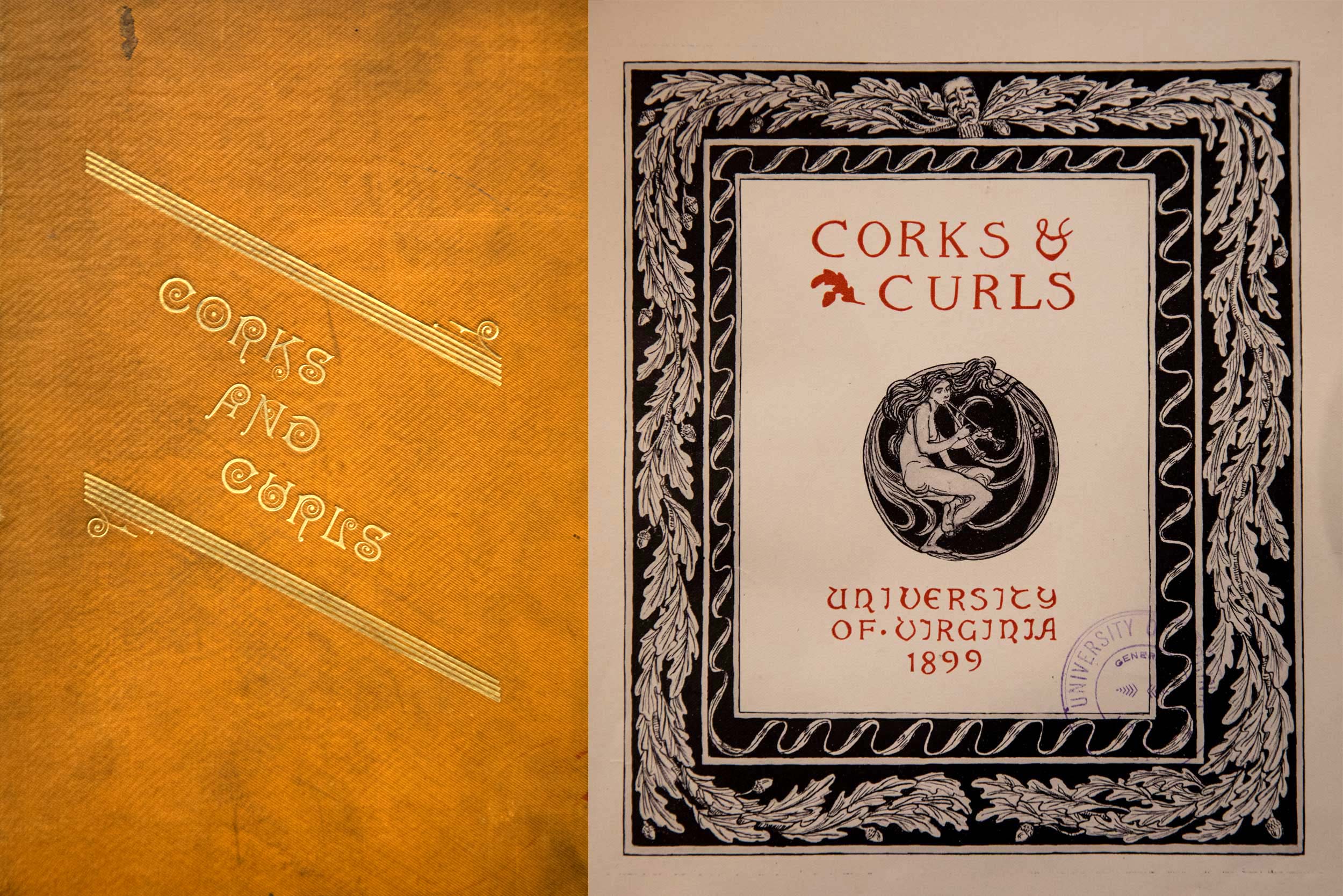 two different covers of the UVA corks and curls yearbook