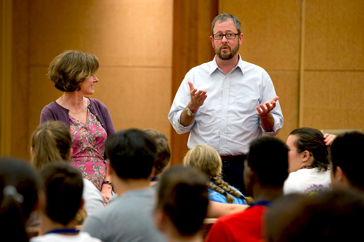 Kirt von Daacke, right, associate professor of history, co-chairs the President’s Commission on Slavery and the University and conceived of the Cornerstone Summer Institute. (Photo by Sanjay Suchak/University Communications)