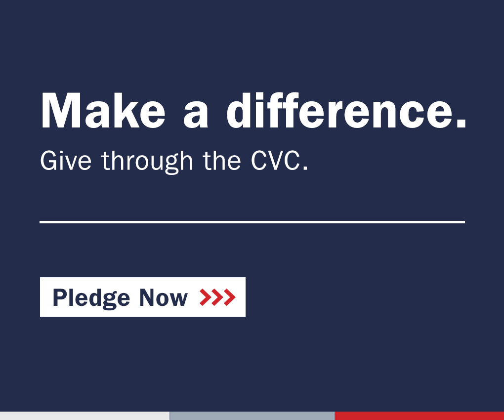 Text: Make a difference.  Give through the CVC. Pledge Now >>>