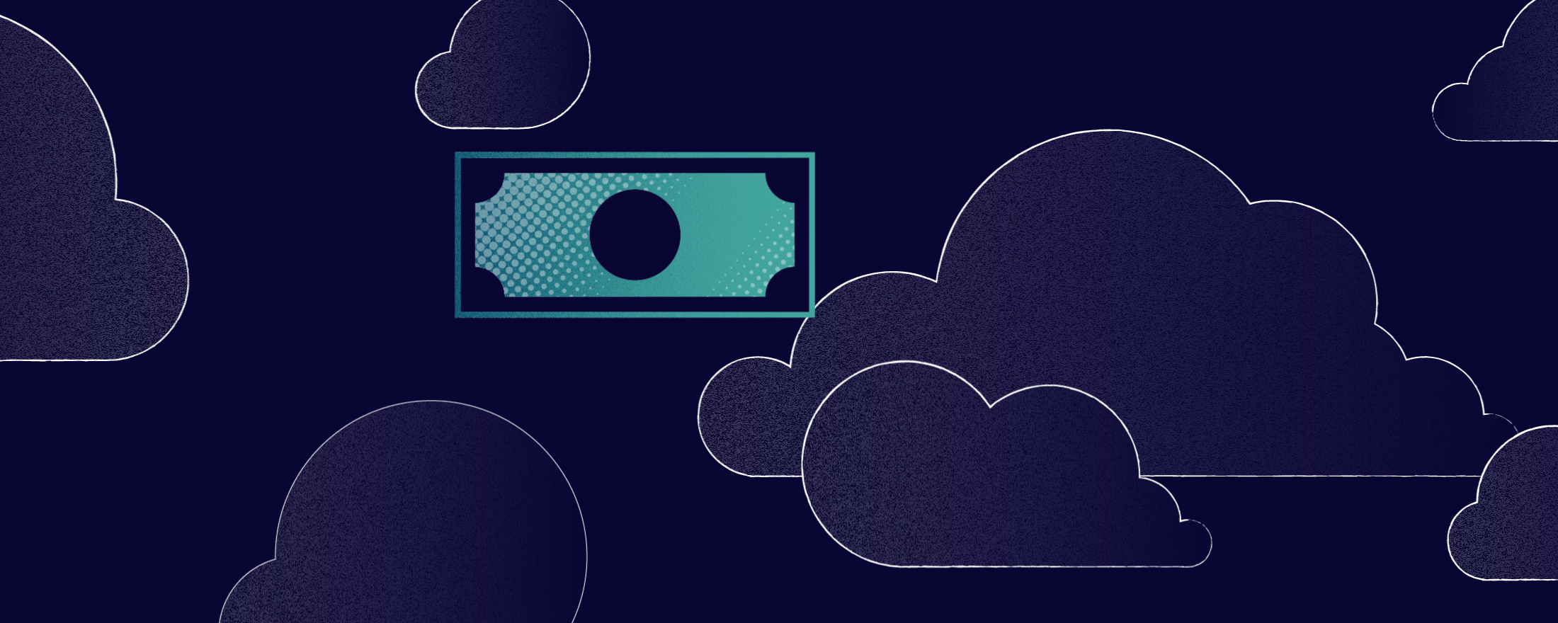 Illustration of money and clouds