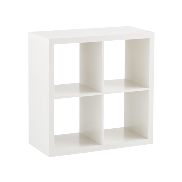 white cubby with four shelves