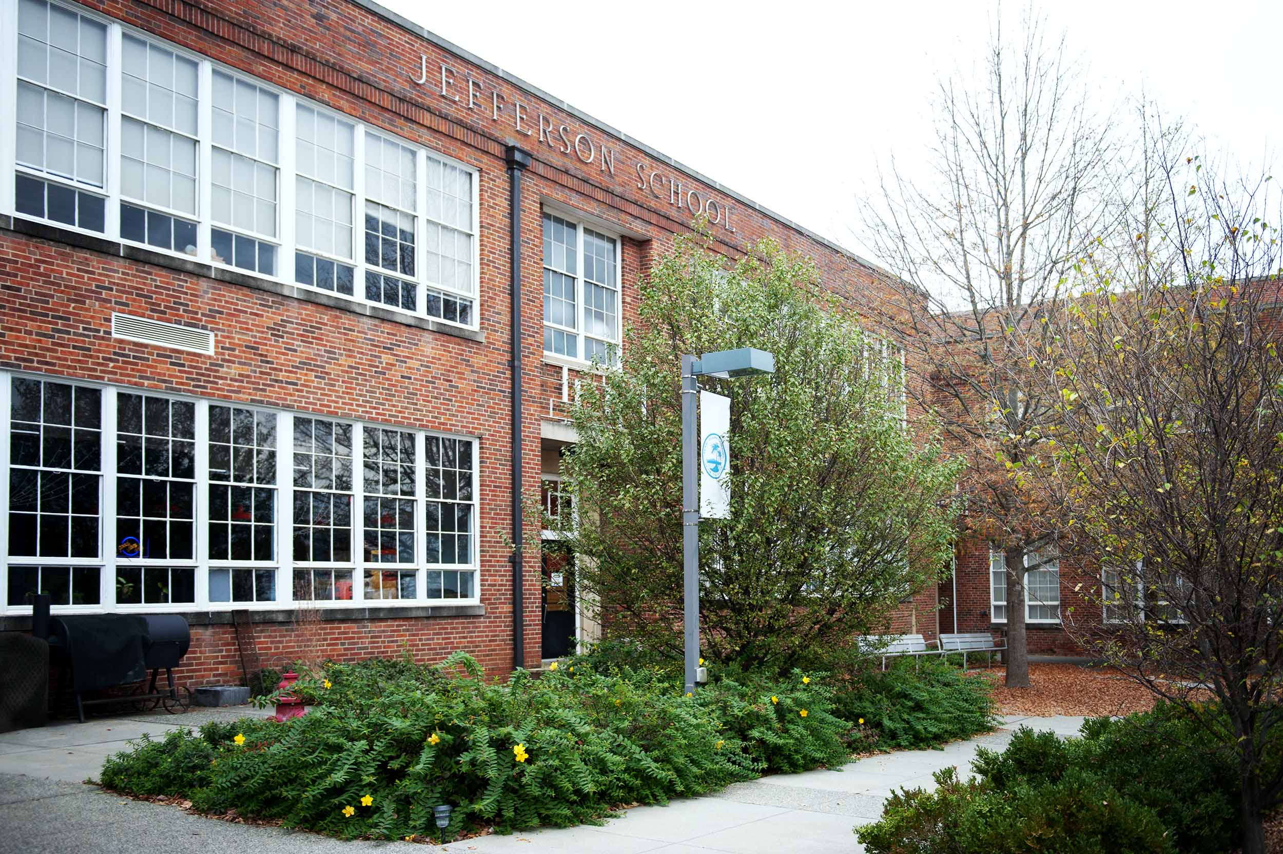 Outside view of the brick Jefferson School