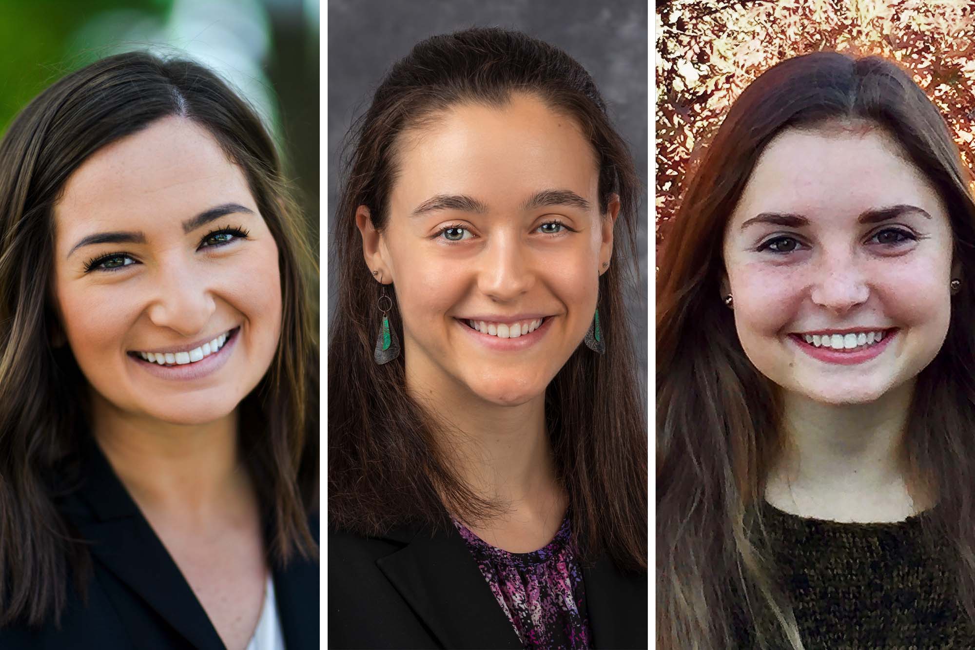 Headshots: From left, Danielle Romeo, Margaret Rowe and Gabby Grob