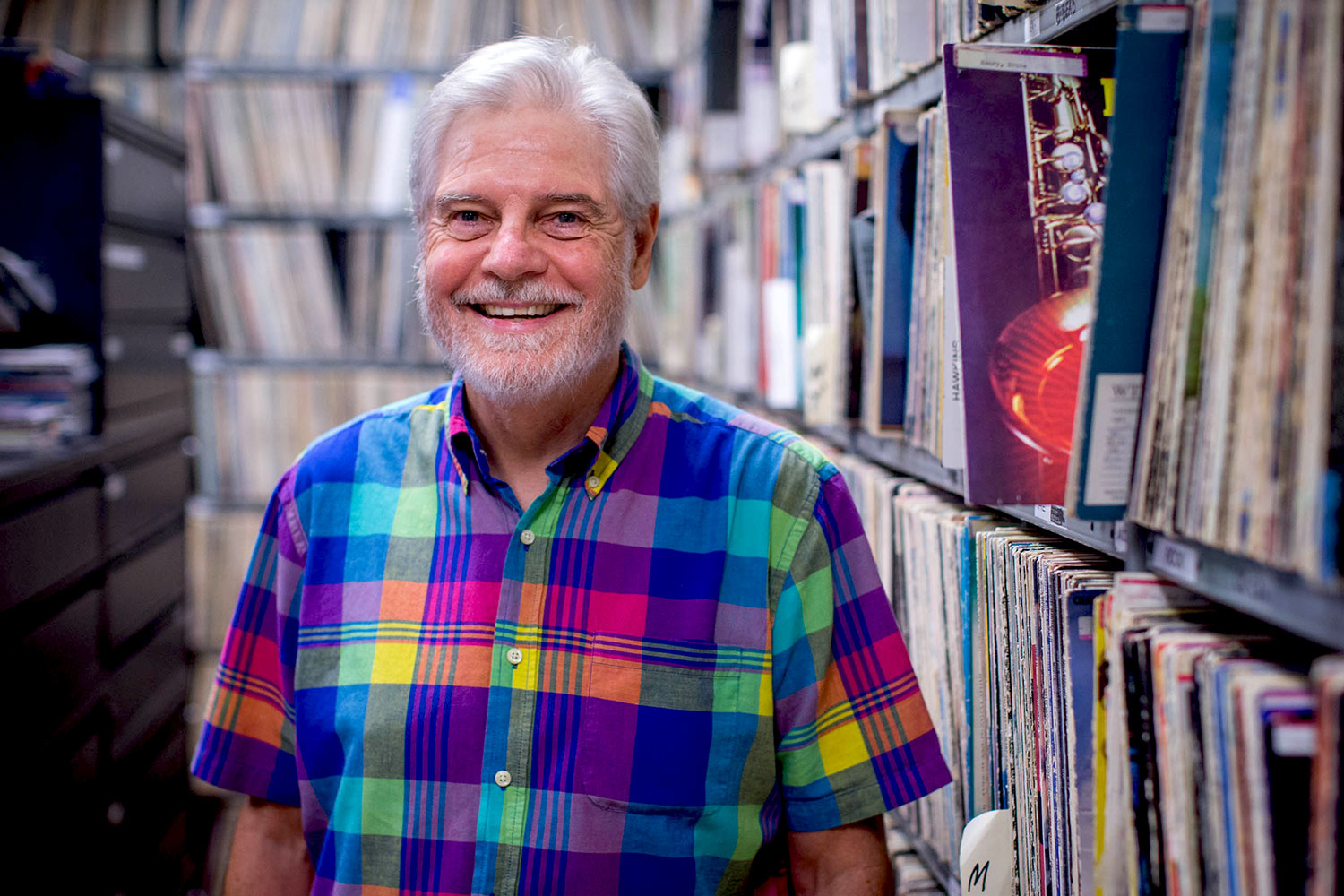 43 years into his career as a DJ at WTJU, Dave Rogers still loves going into work on Friday nights. (Photo by Sanjay Suchak)