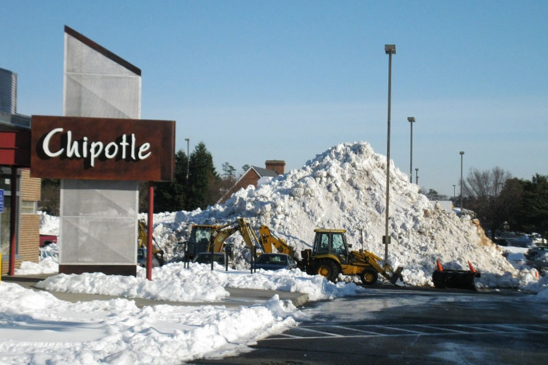 Giant pile of snow from the Chipotle parking lot