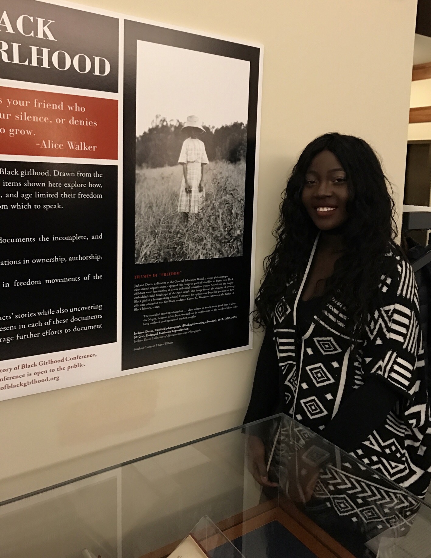 Third-year student Diana Wilson worked on the exhibit and planned an undergraduate panel for the Global Black Girlhood conference.