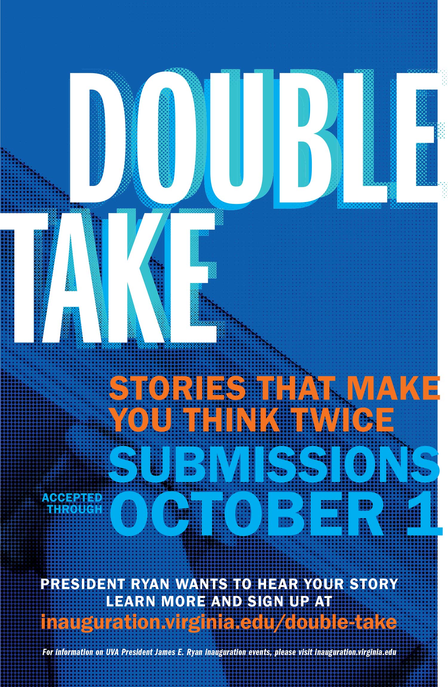 Poster that reads: Double Take: Stories that make you think twice