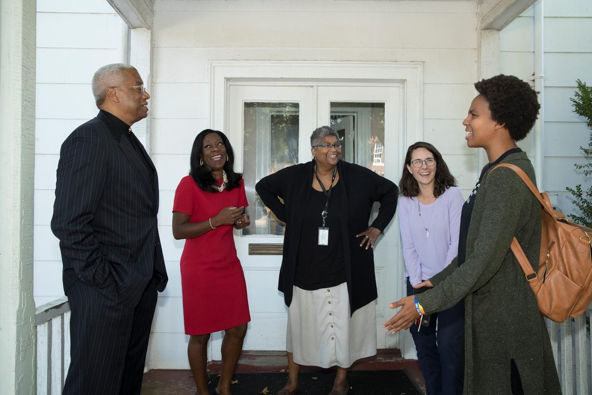 Rev. Lehman Bates, African American Pastor’s Council; law professor Dayna Bowen Matthew; Charlene Green, Charlottesville Office of Human Rights; professor Barbara Brown Wilson; Siri Russell, Albemarle County Office of Equity and Inclusion.