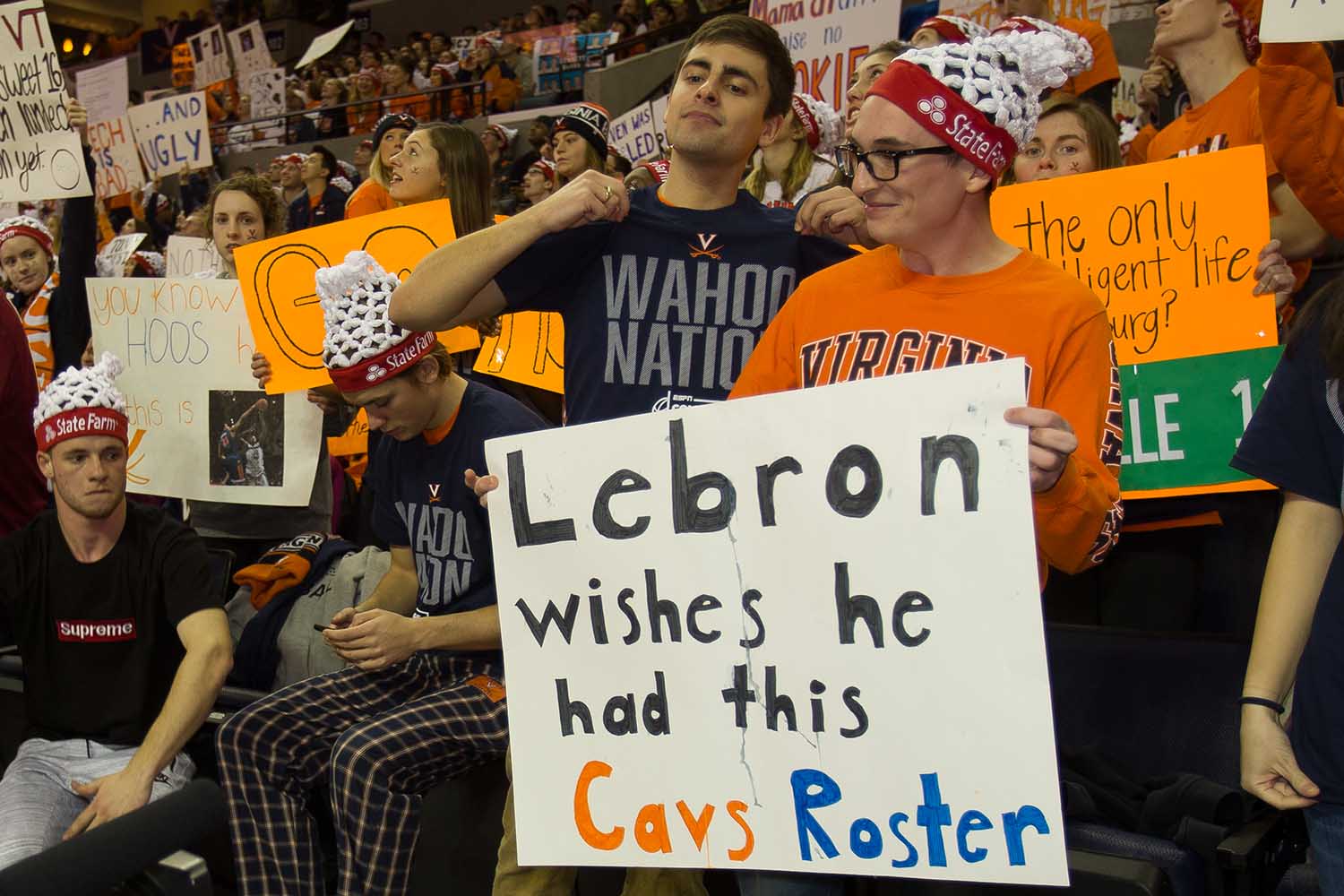 Sign reading "Lebron Wishes he had this roster" 