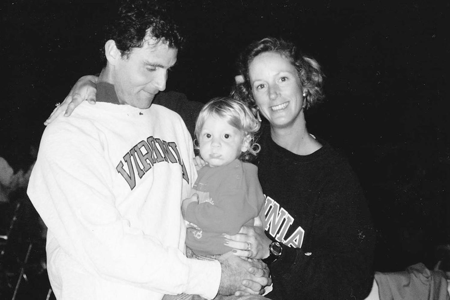 Black and white image of Glenn Kirwin with his wife and son Troy