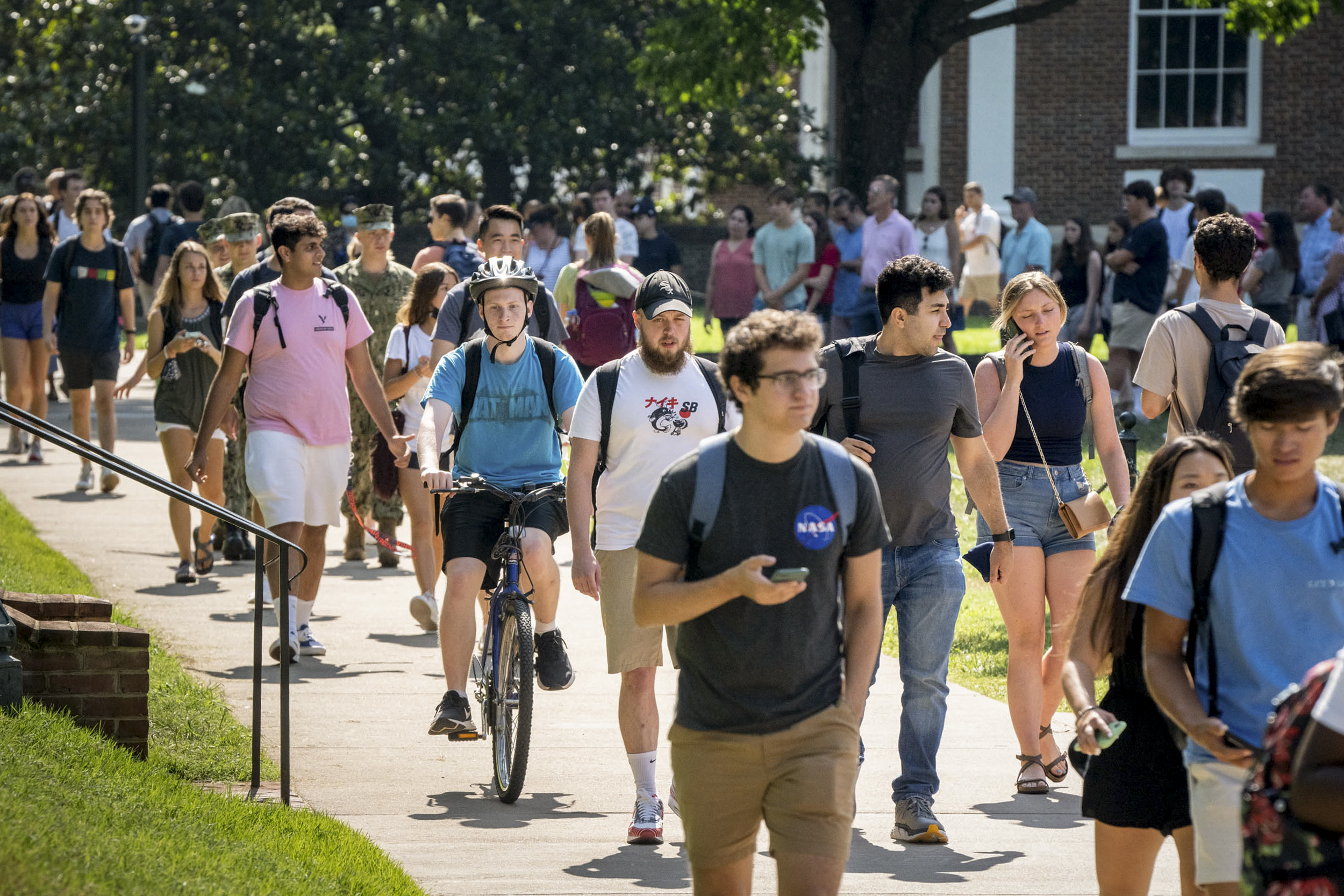 Students walking to and from class