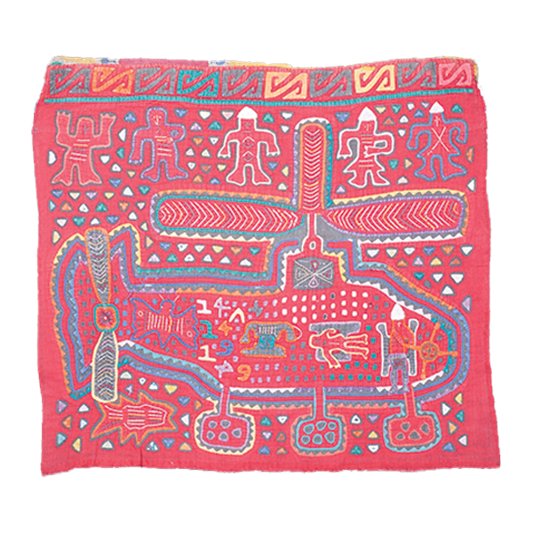 Red embroidered textile