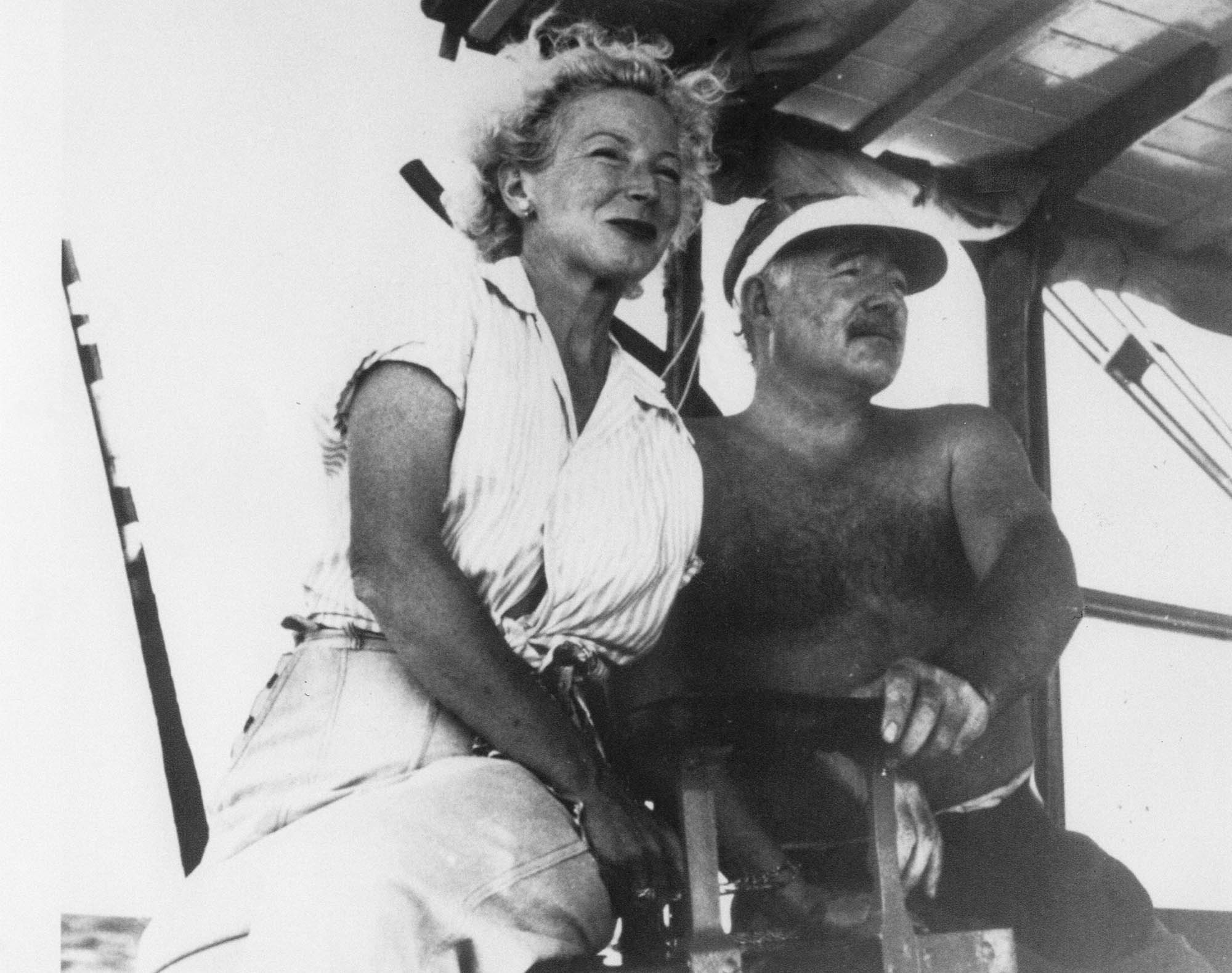 Hemingway, right with fourth wife Mary Welsh, left