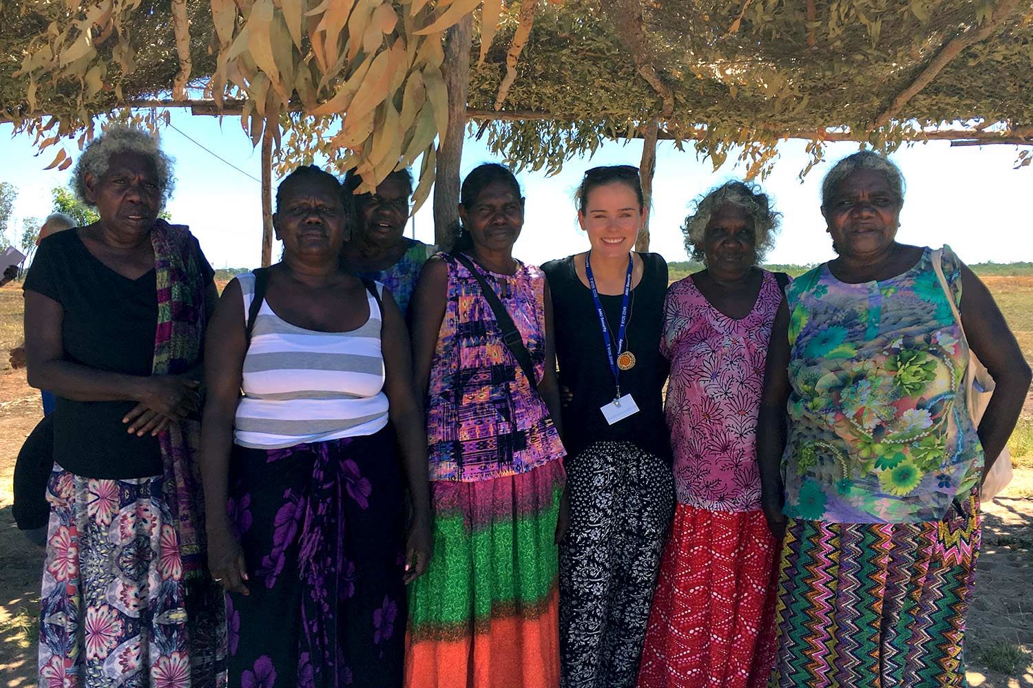 Sydney Collins, third from right, with members of the Milingimbi community during the Makarrata. (Photo courtesy of Margo Smith).