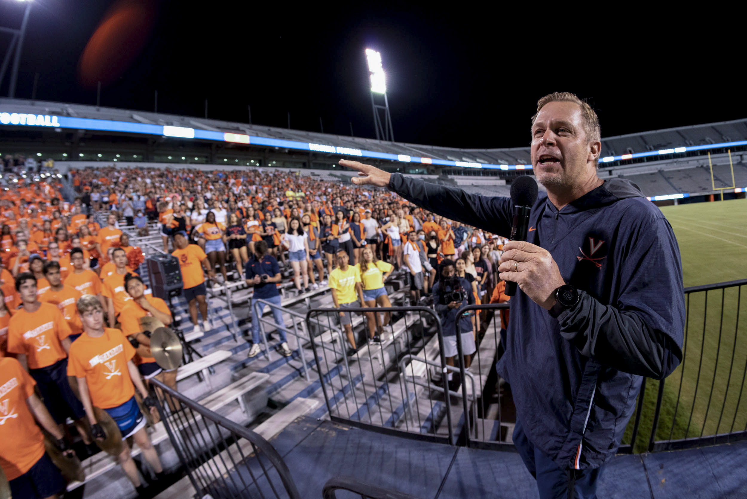 Branco Mendenhall speaking to the crowd at a 4th side rally