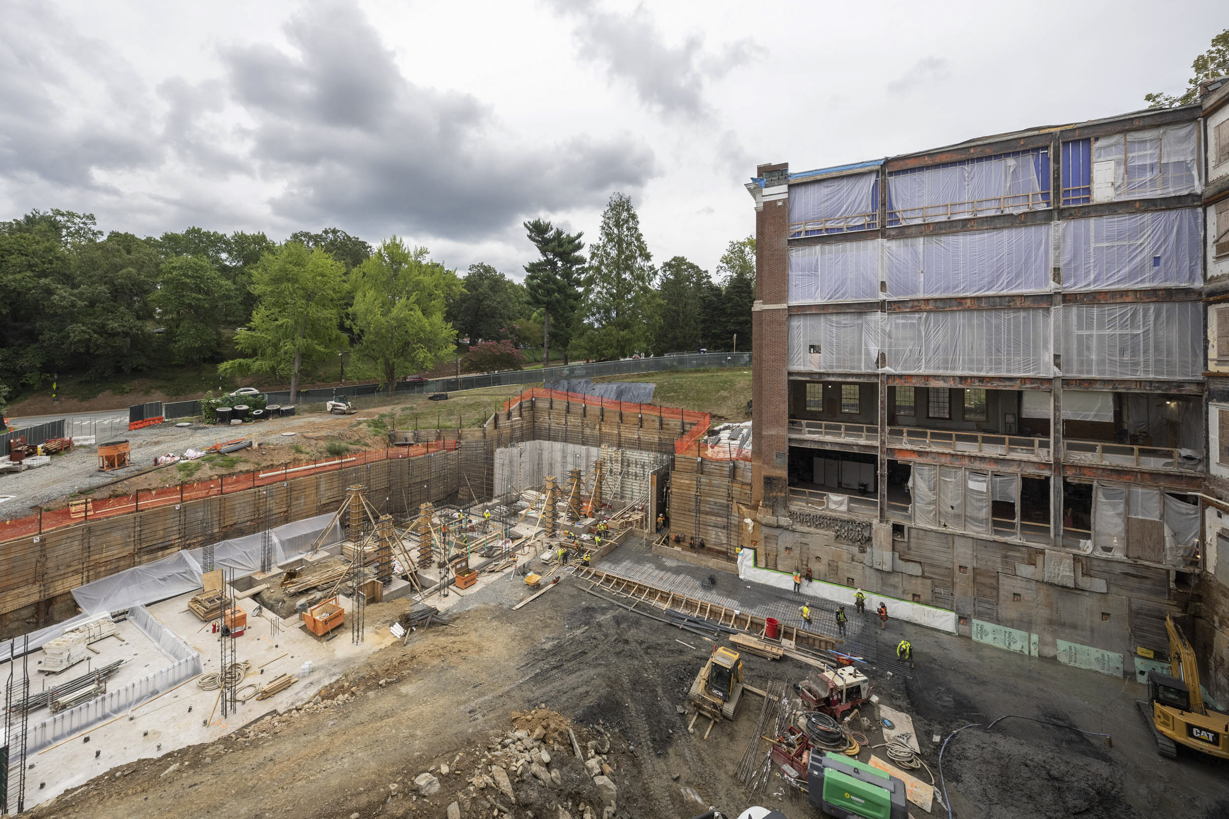 Outside view of the Alderman renovation from inside the library