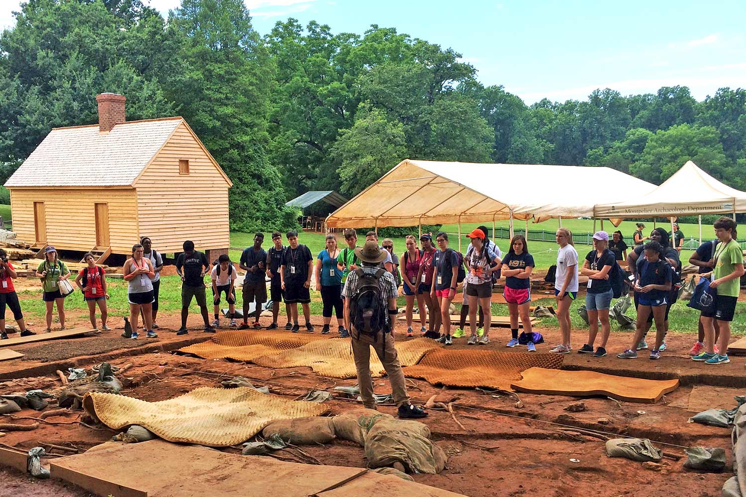 High school students attending UVA’s Cornerstone Summer Institute visited Montpelier, James Madison’s home, to learn about and take part in the archaeological work on sites where slaves and freed black families lived. (Submitted photo)